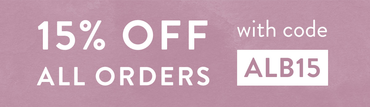 15% off all orders with code ALB15