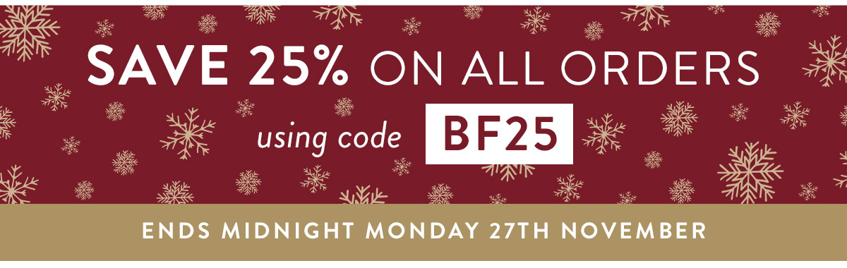 25% off all orders with code BF25