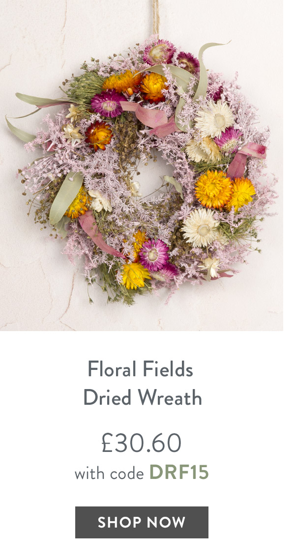 Floral Fields Dried Wreath - only &pound;30.60 with code