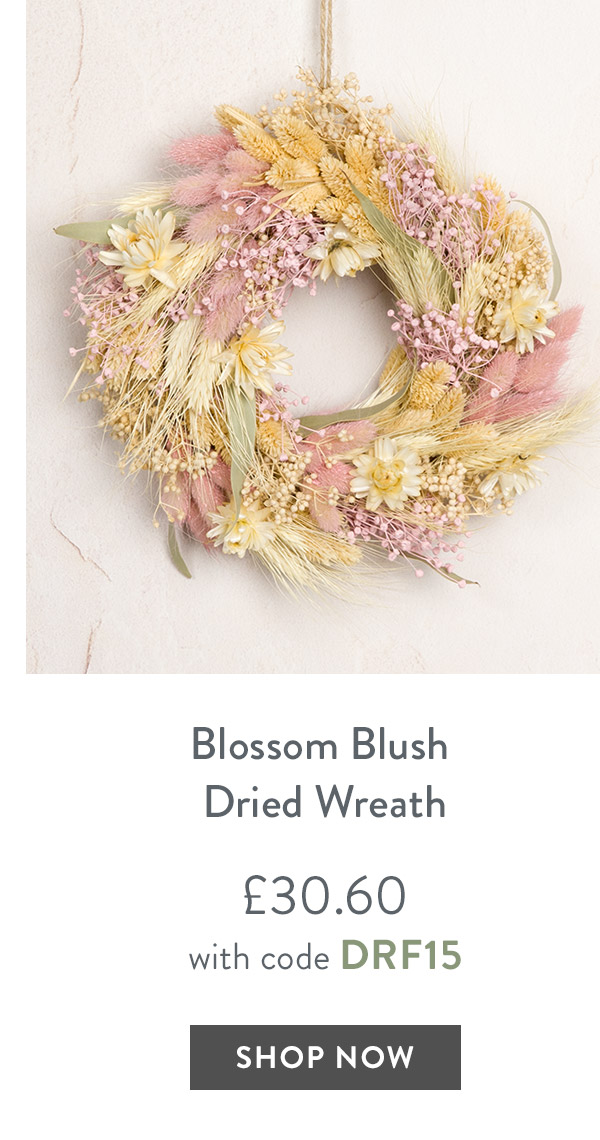 Blossom Blush Dried Wreath - only &pound;30.60 with code
