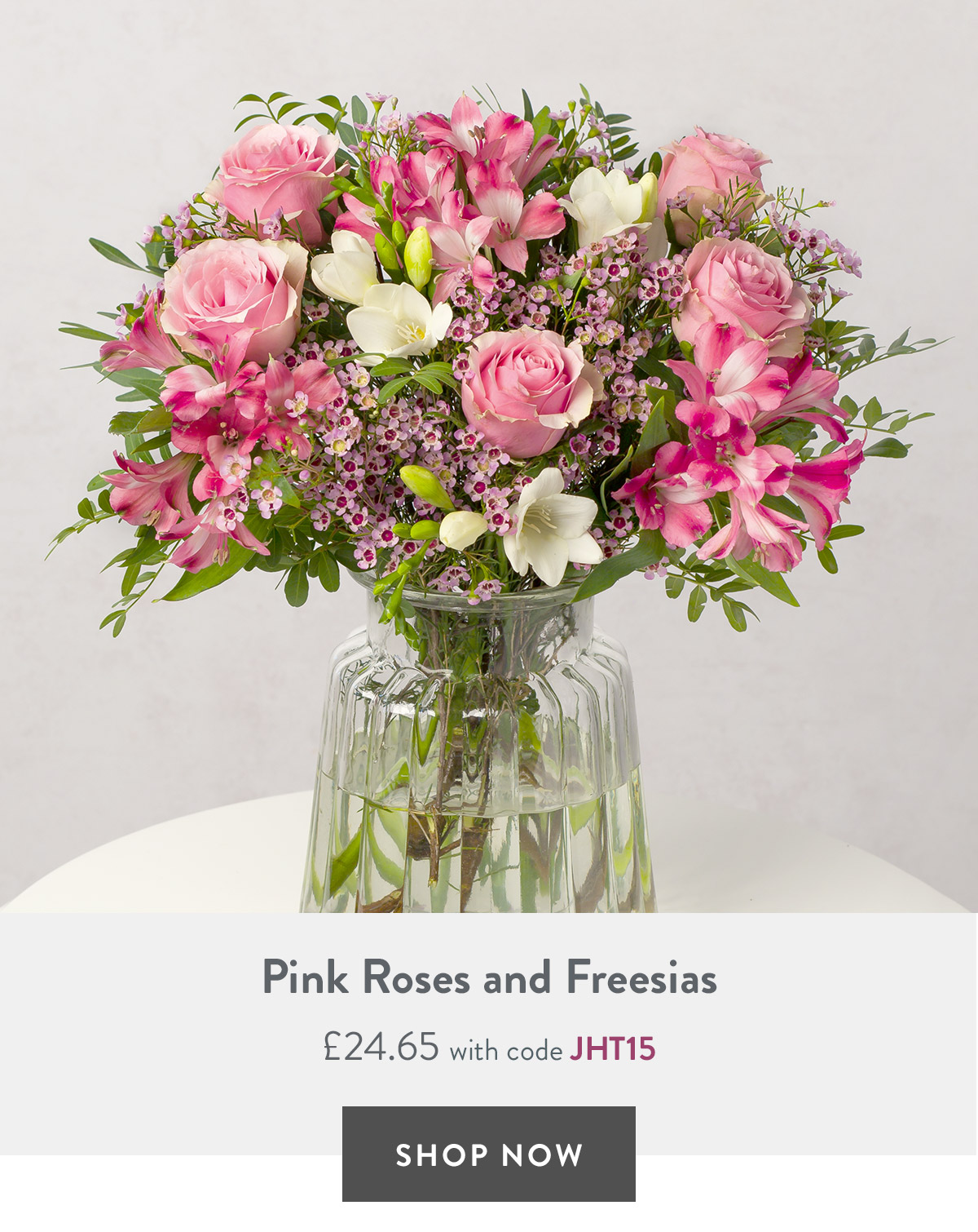 Pink Roses and Freesias - only &pound;24.64