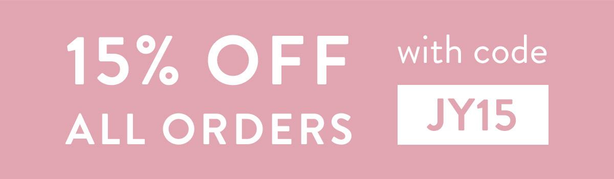 15% off all orders with code JY15