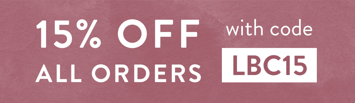 15% off all orders with code LBC15