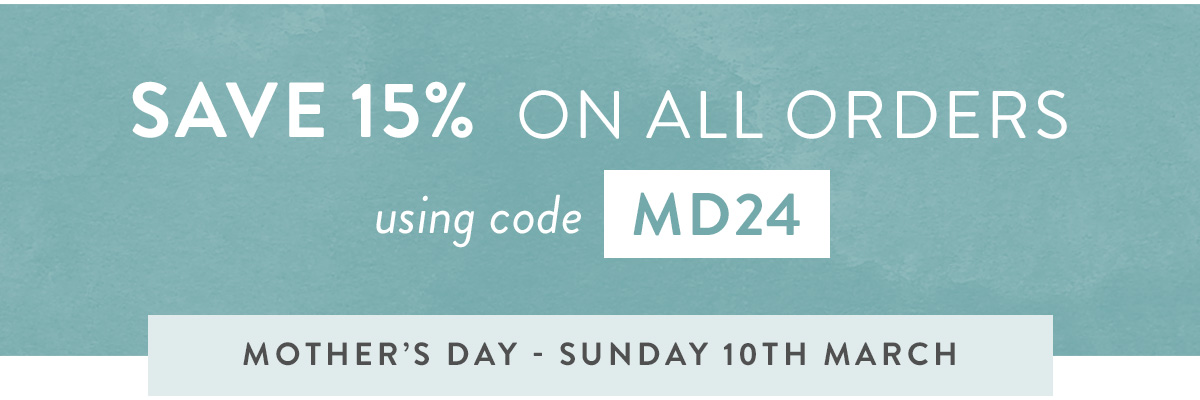 15% off all orders with code MD24