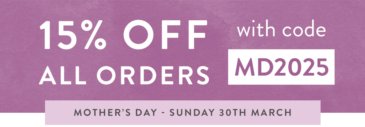 15% off all orders with code MD2025