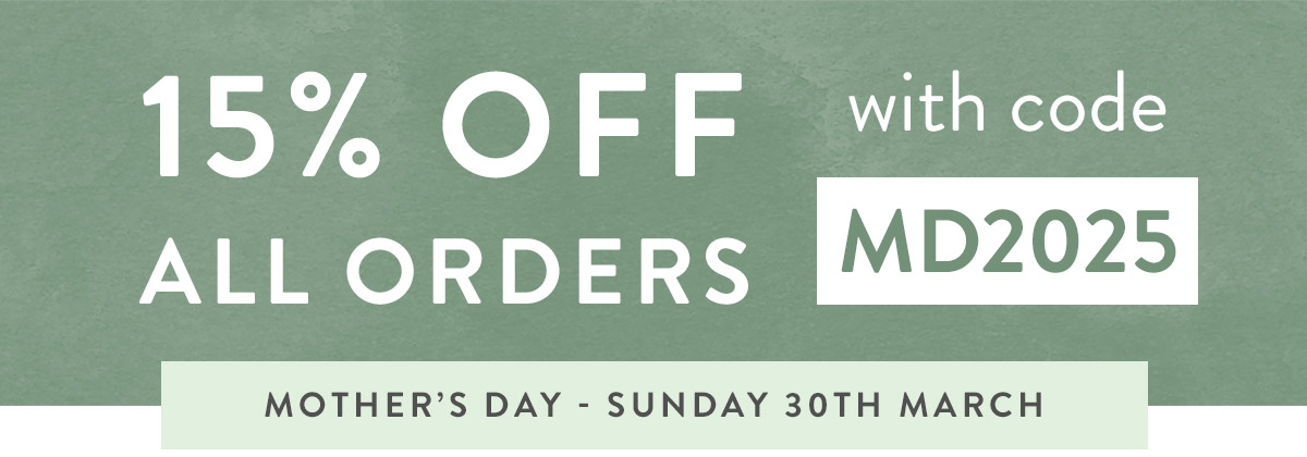 15% off all orders with code MD2025