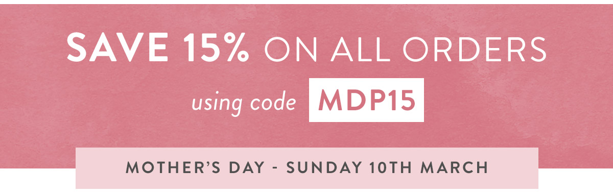 15% off all orders with code MDP15