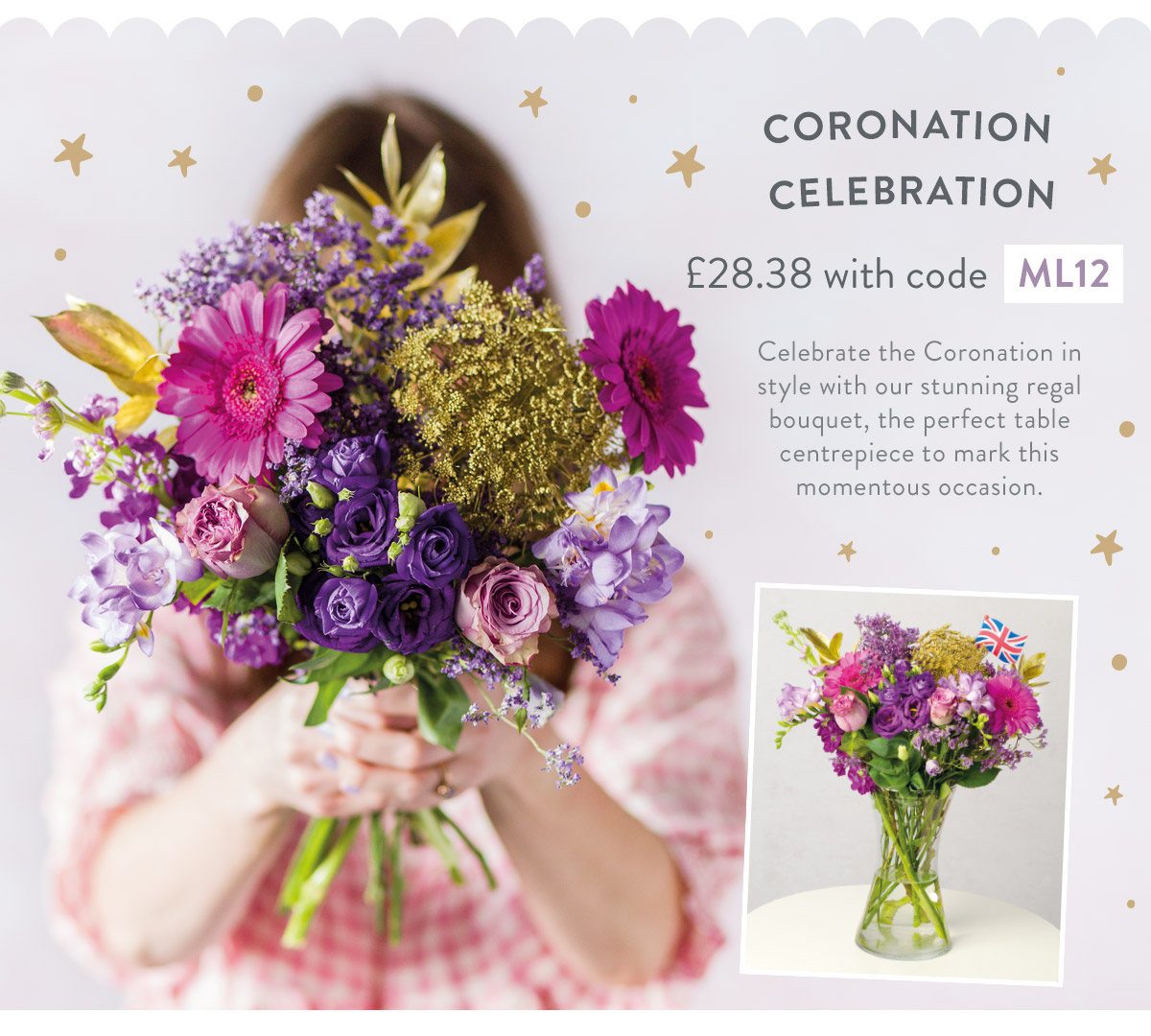 Celebrate the Coronation in style with our stunning regal bouquet