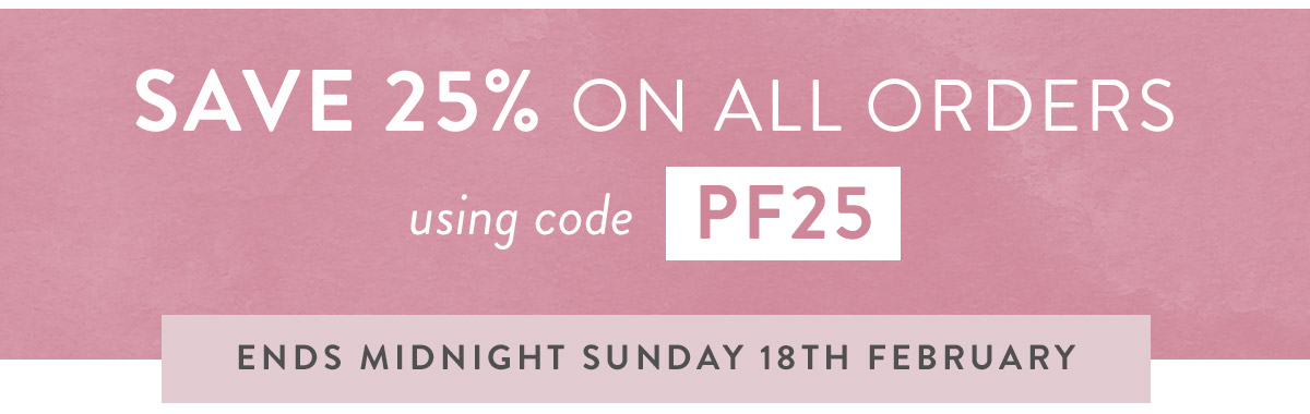 25% off all orders with code PF20
