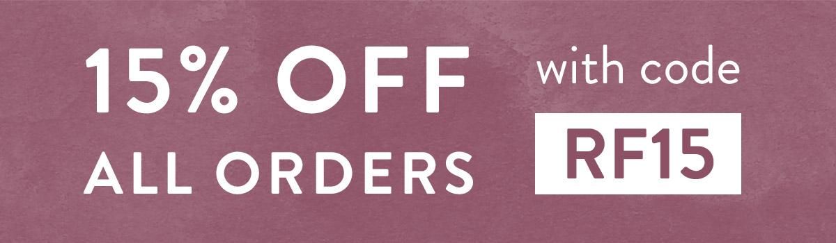 15% off all orders with code RF15