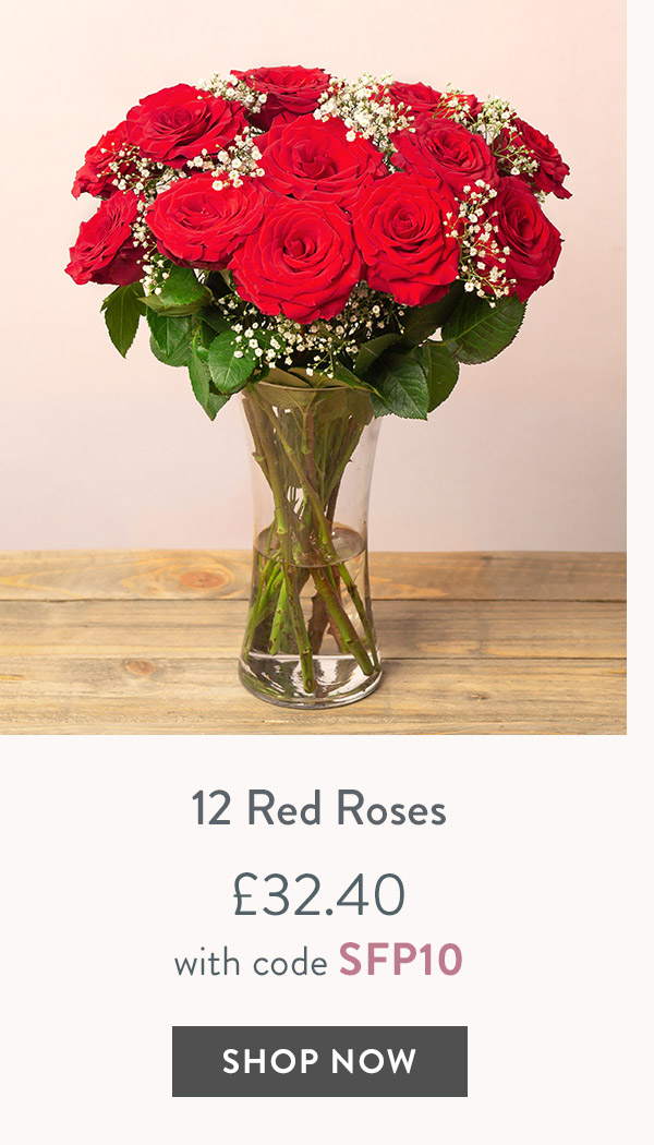 12 Red Roses - only &pound;32.40 with code