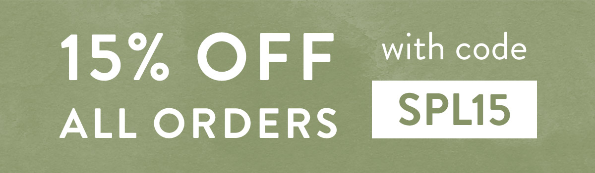 15% off all orders with code SPL15