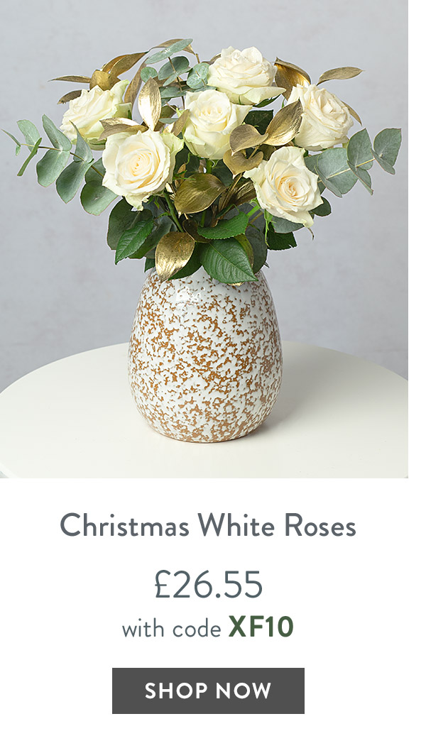 Christmas White Roses - only &pound;26.55 with code