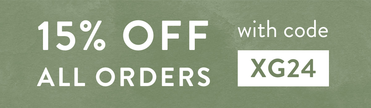 15% off all orders with code XG24