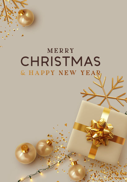 Golden Bauble Merry Christmas & Happy New Year
