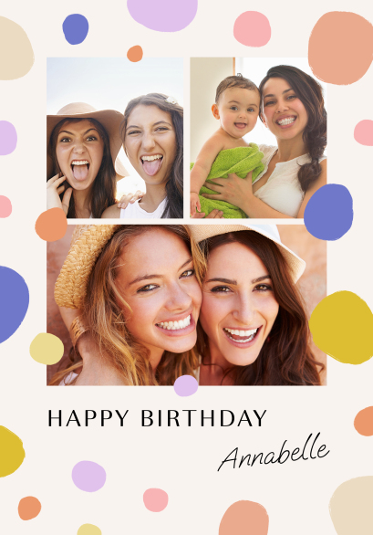 Bright Dotty Collage Personalised Card