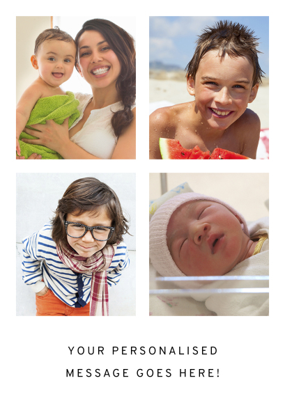 Four Rectangle Photo Collage Personalised Card