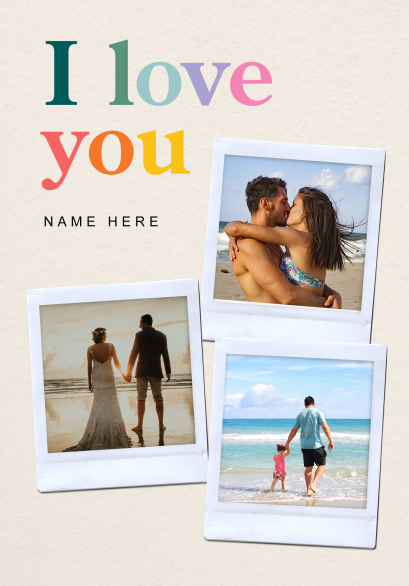 Colourful Polaroid Love You Personalised Card