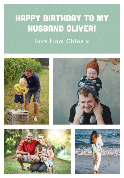 Green Dot Collage Personalised Card