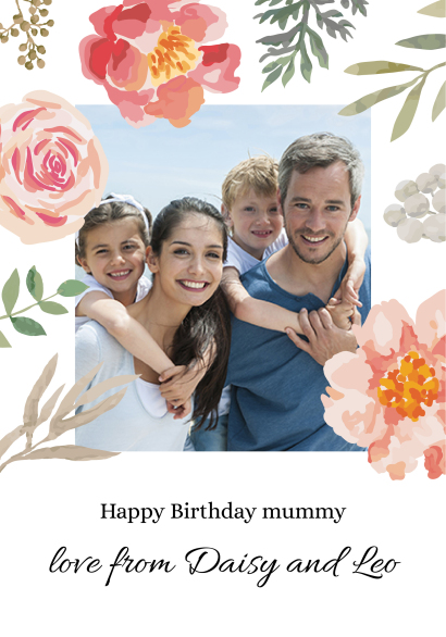 Rectangle Flower Frame Happy Birthday Card