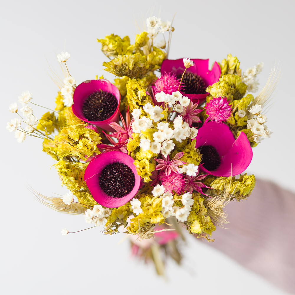 Hot Pink Dried Posy, Dried Flowers