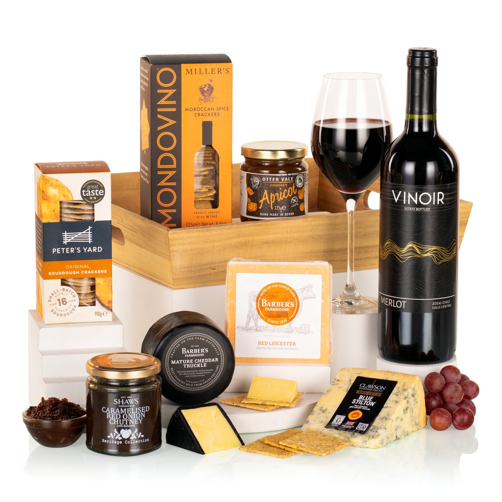 Photograph of Cheese and Wine Gift Tray