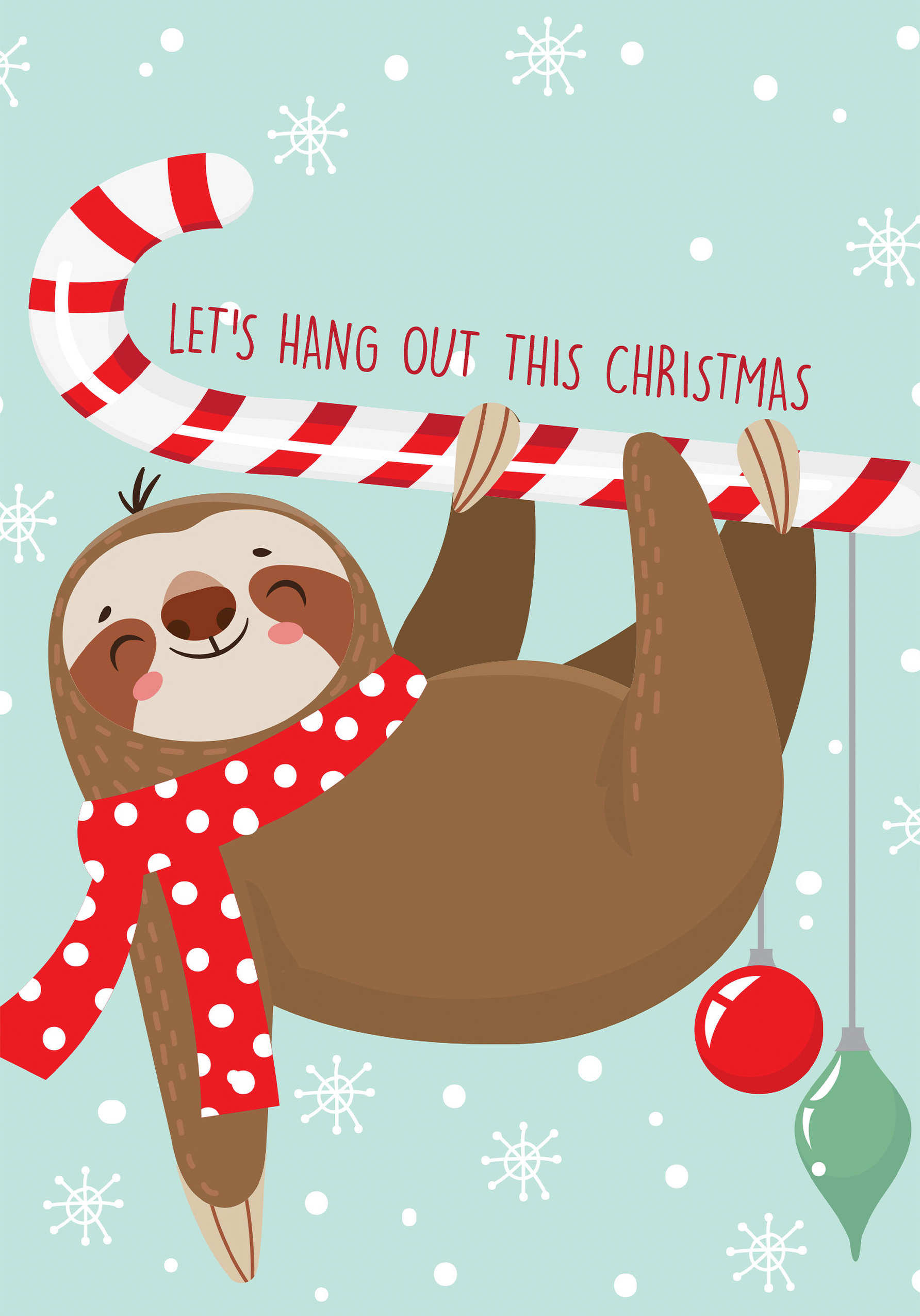 Photograph of Candy Cane Sloth Card