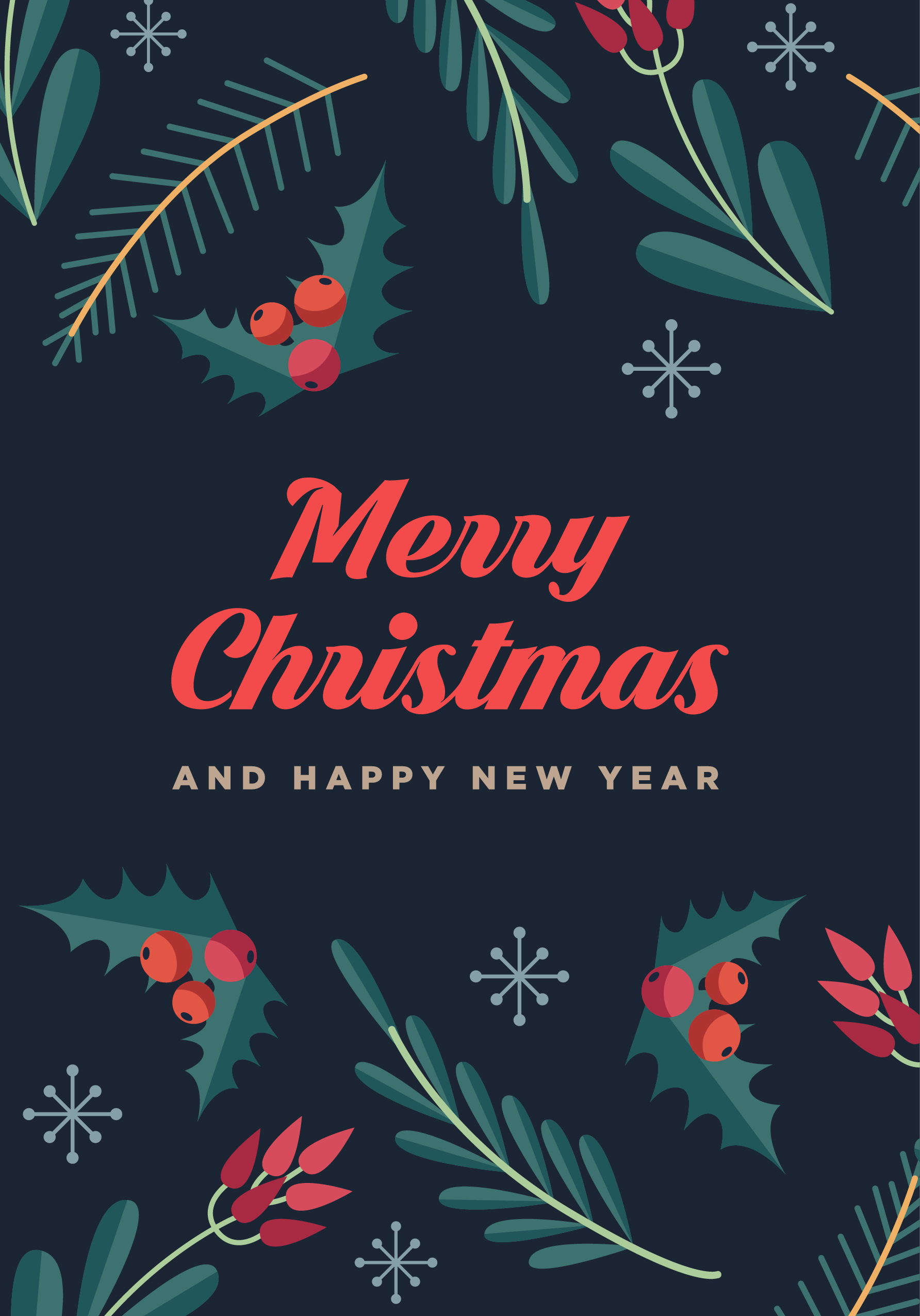 Photograph of Merry Christmas & Happy New Year Holly