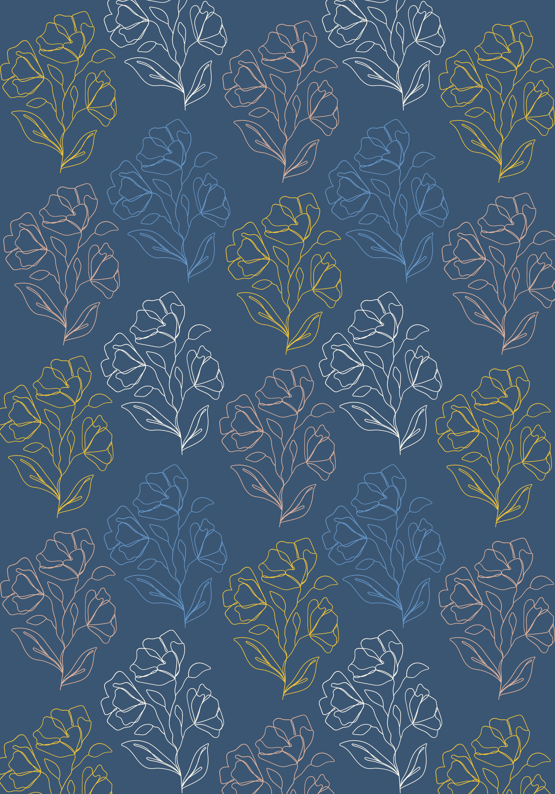 Photograph of Blue Floral Pattern Card