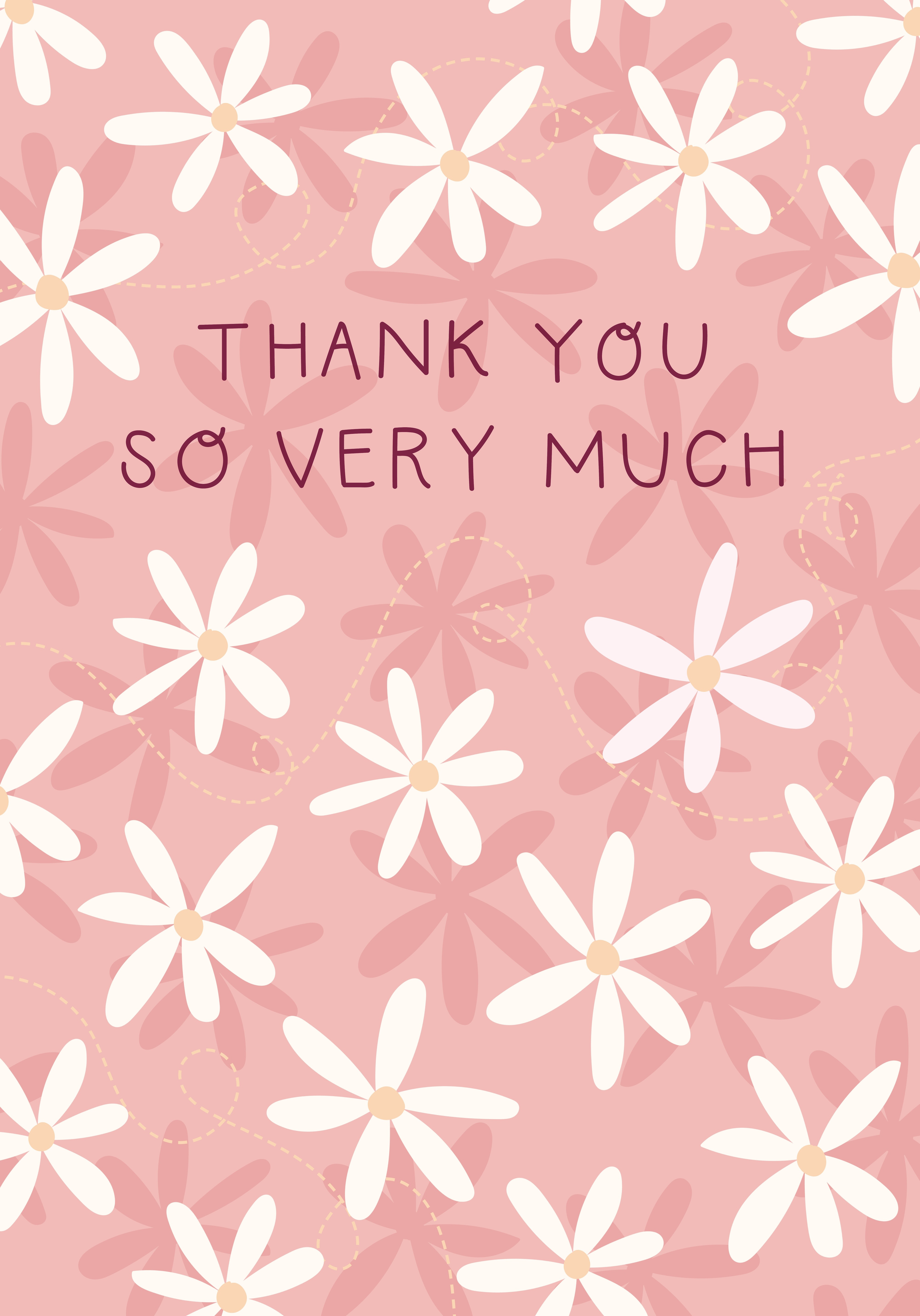 Photograph of Thank you so very much Floral pink card