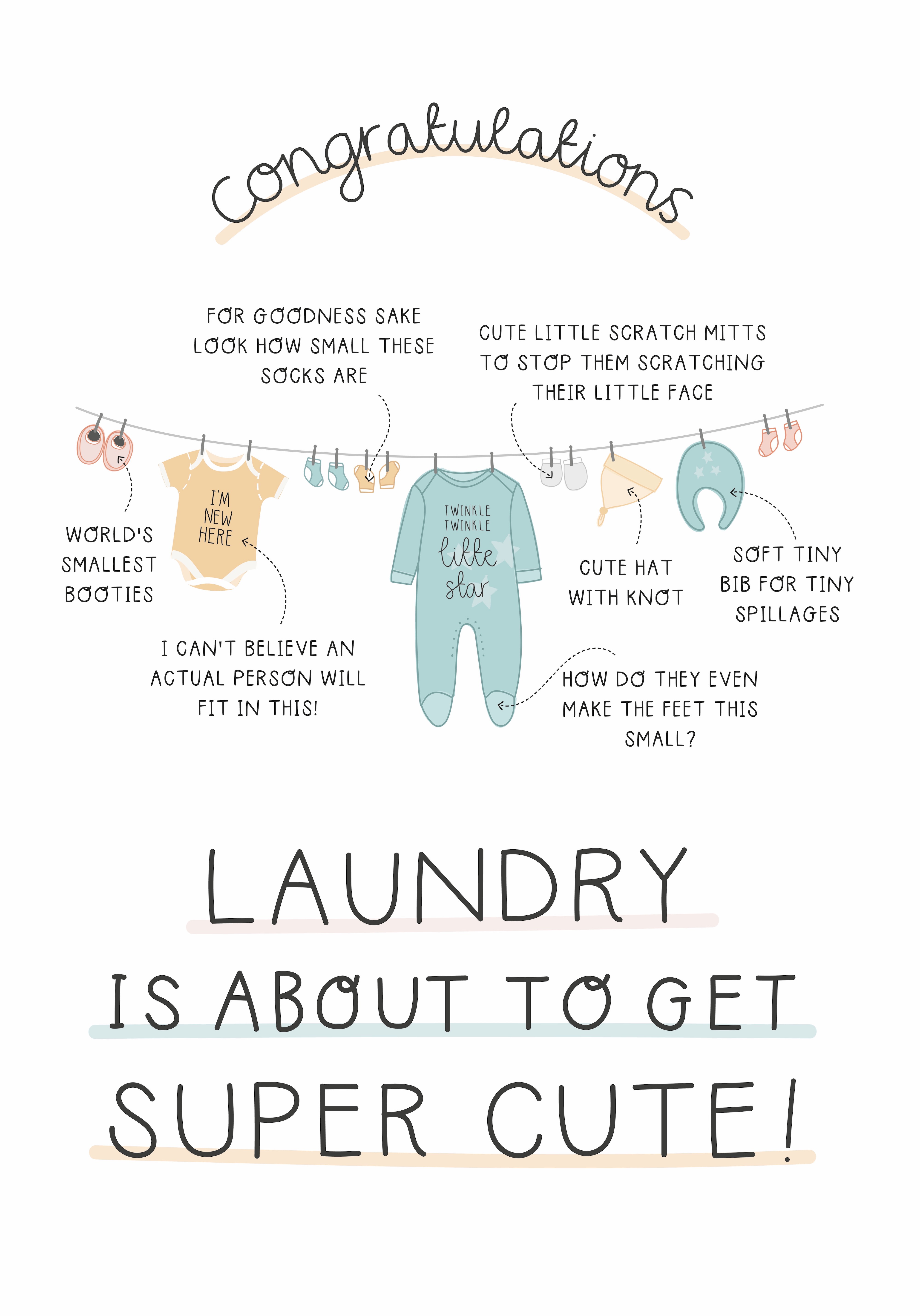 Photograph of New Baby Card - Laundry About to Get Super Cute