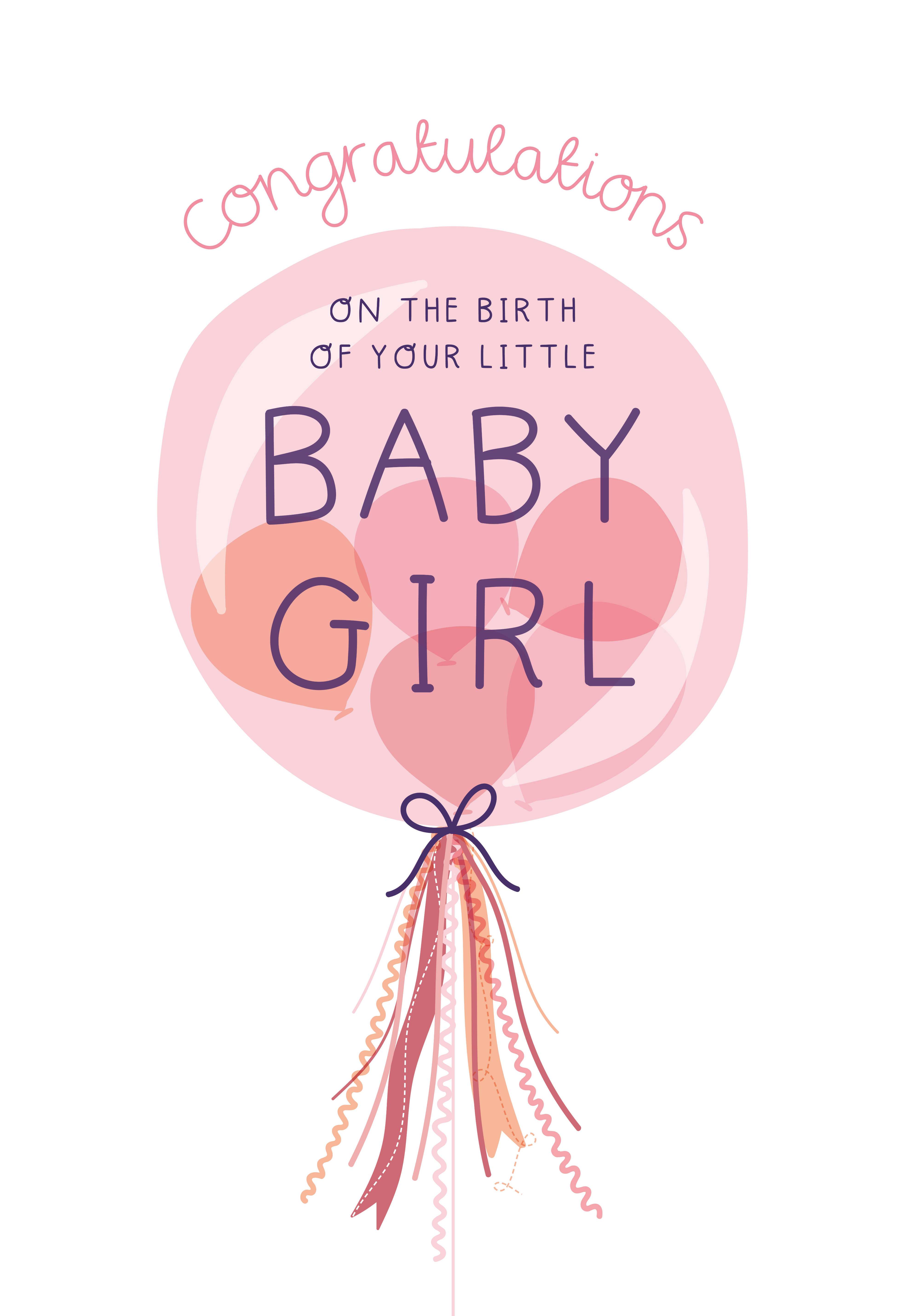 Photograph of Baby Girl Balloon Card