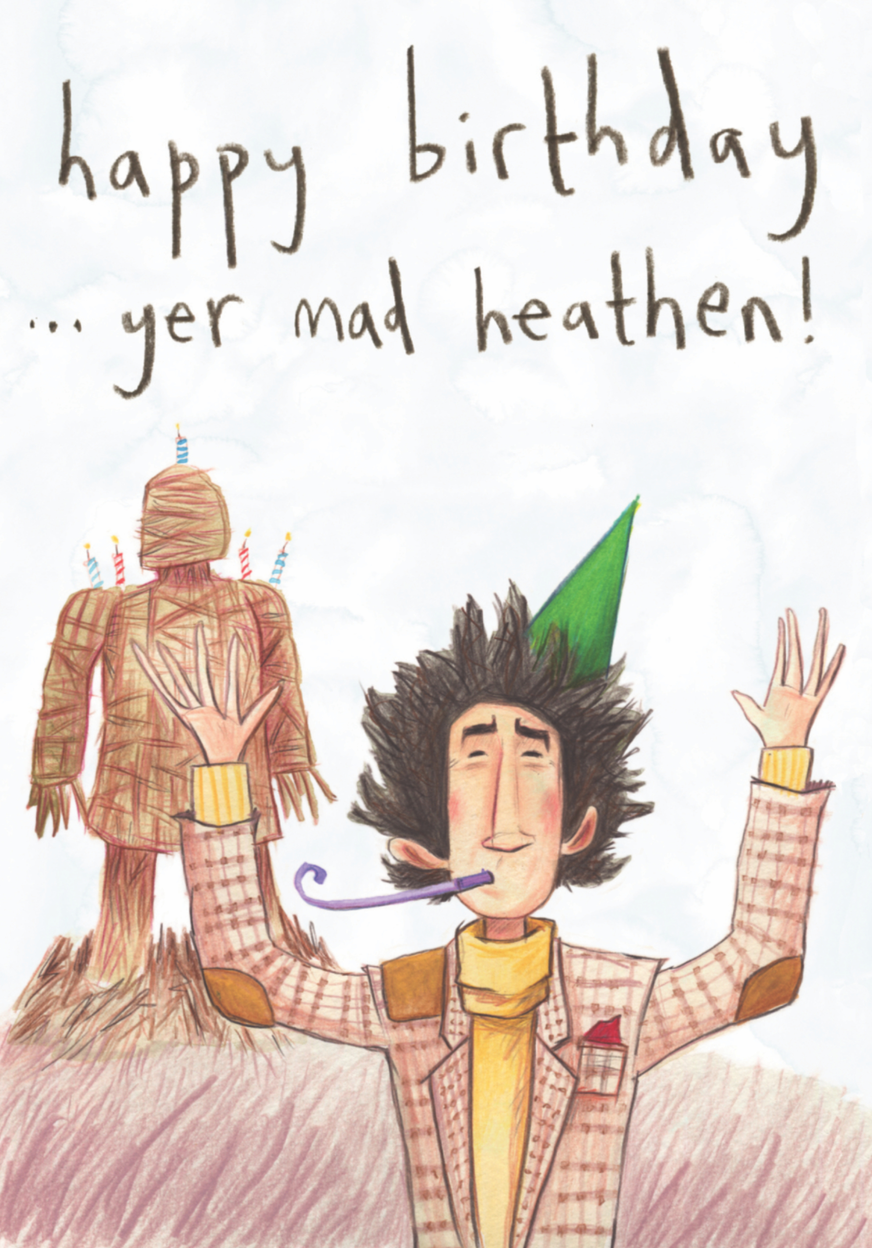 Photograph of Wickerman Birthday Card - Yer Mad Heathen!