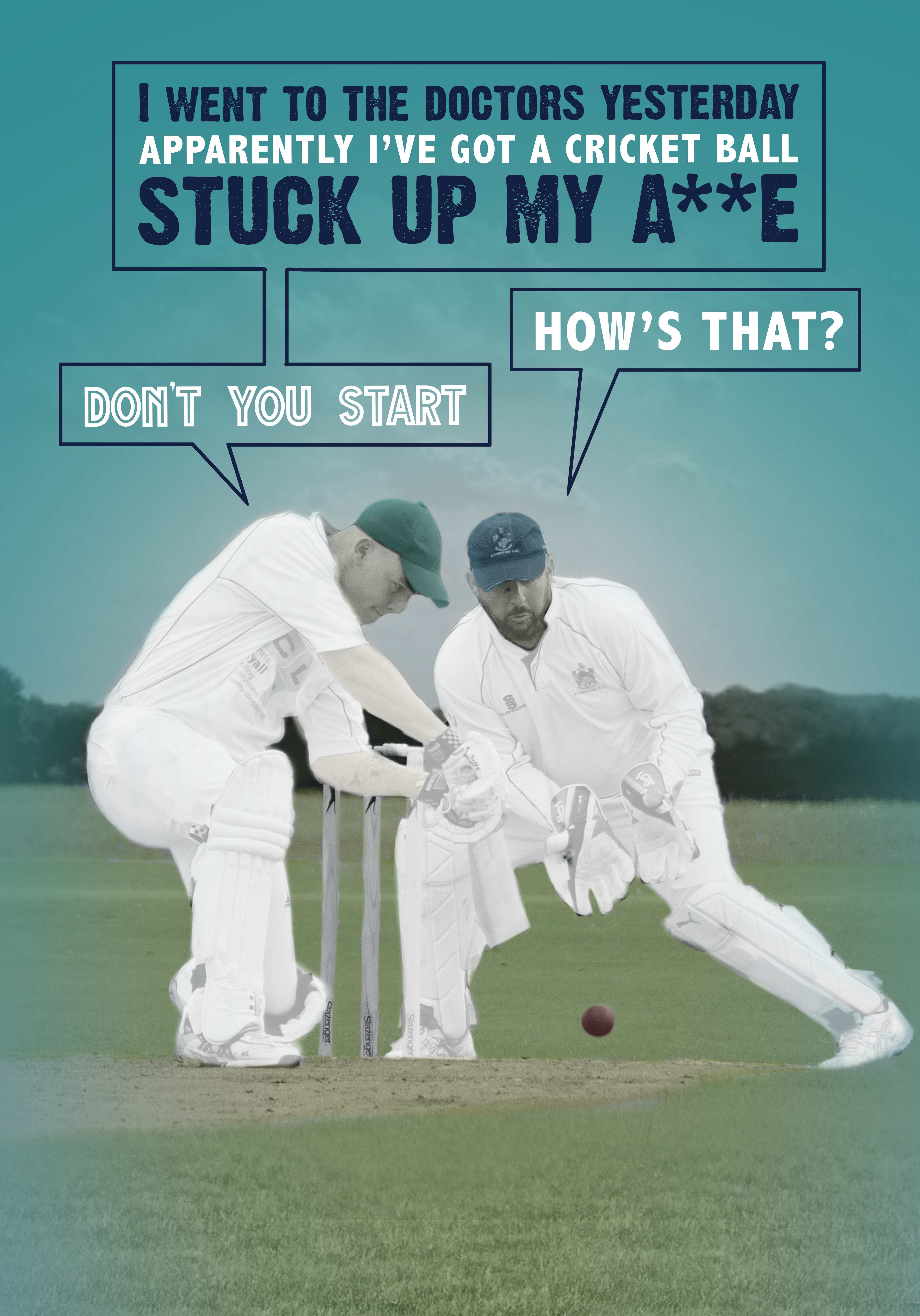 Photograph of Cheeky Cricket Card - Ball Stuck