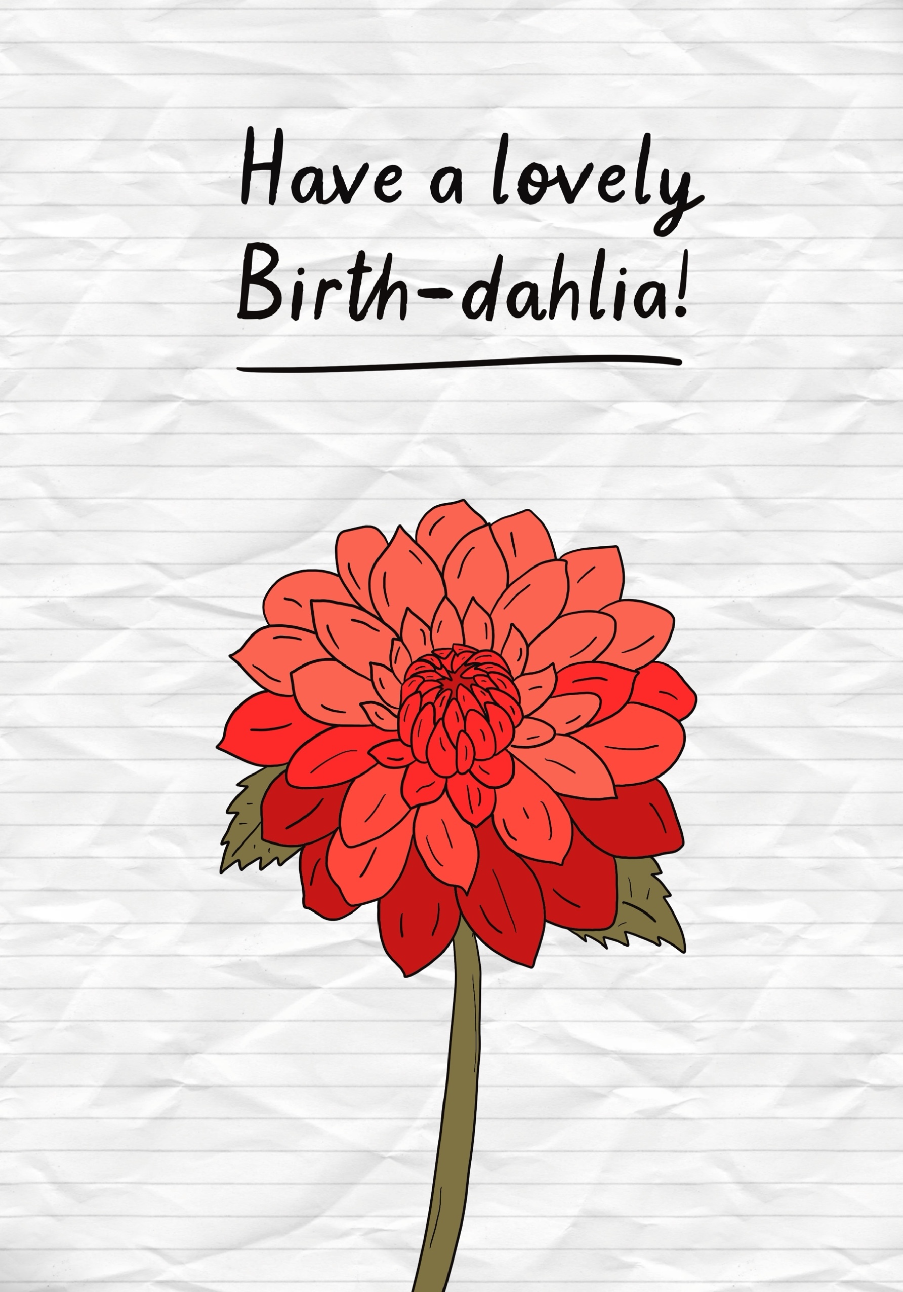Photograph of Dahlia Birthday Card