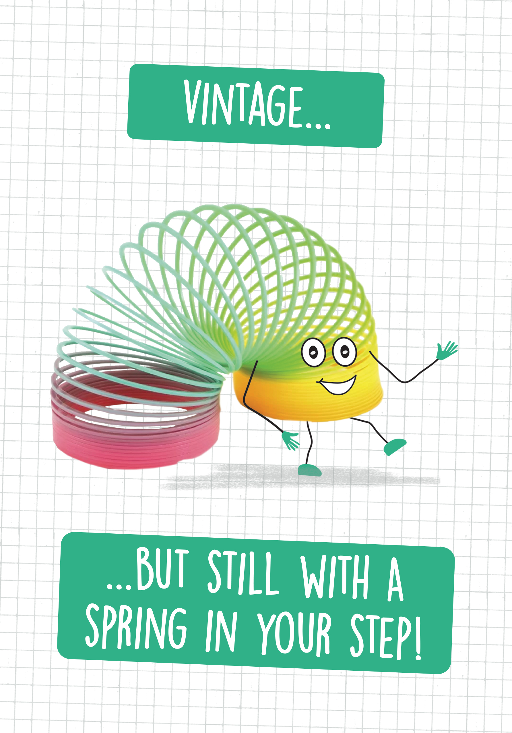 Photograph of Retro Toy Pun Birthday Card - Spring in Your Step