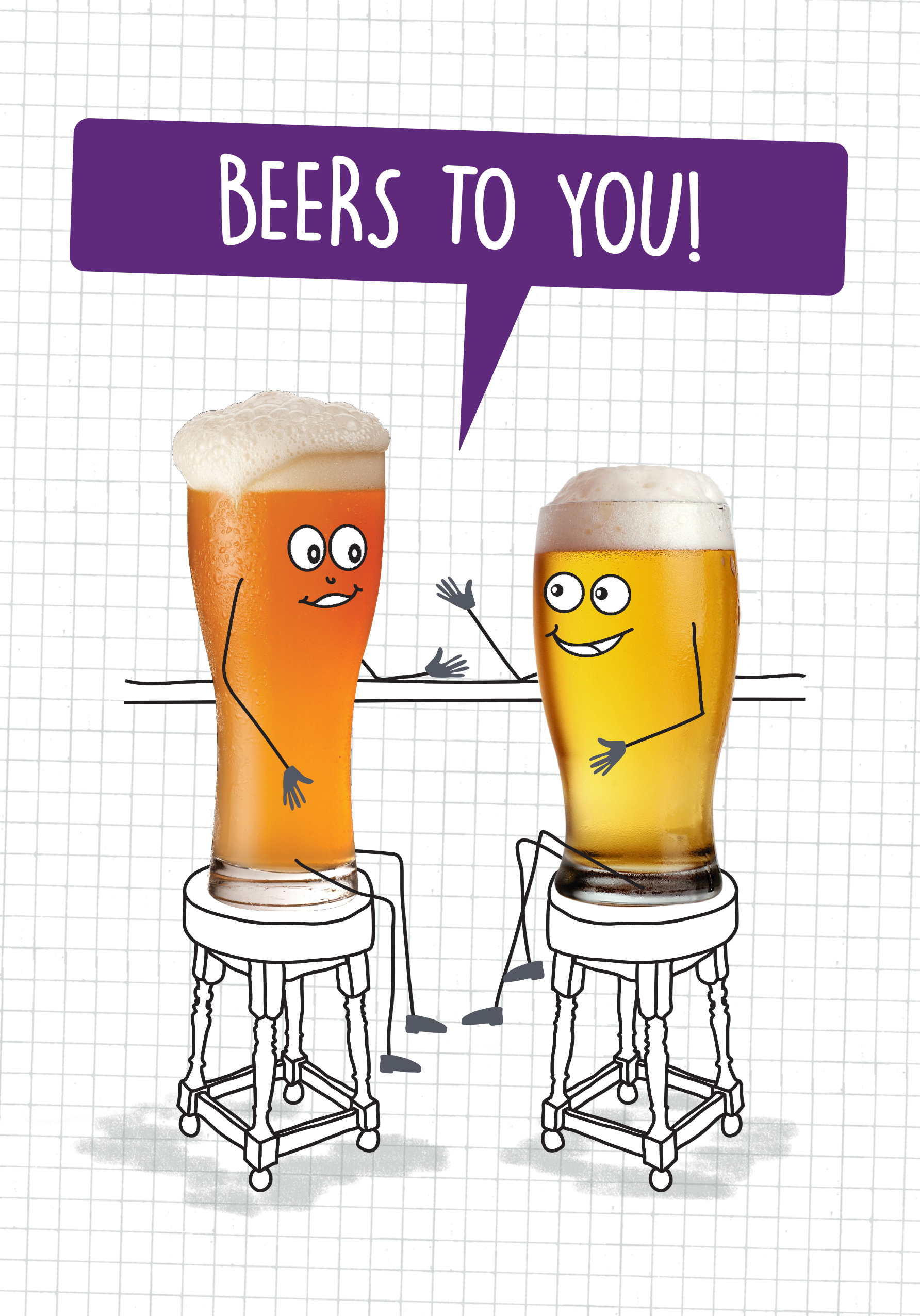 Photograph of Funny Beers Pun Birthday Card - Beers to you!