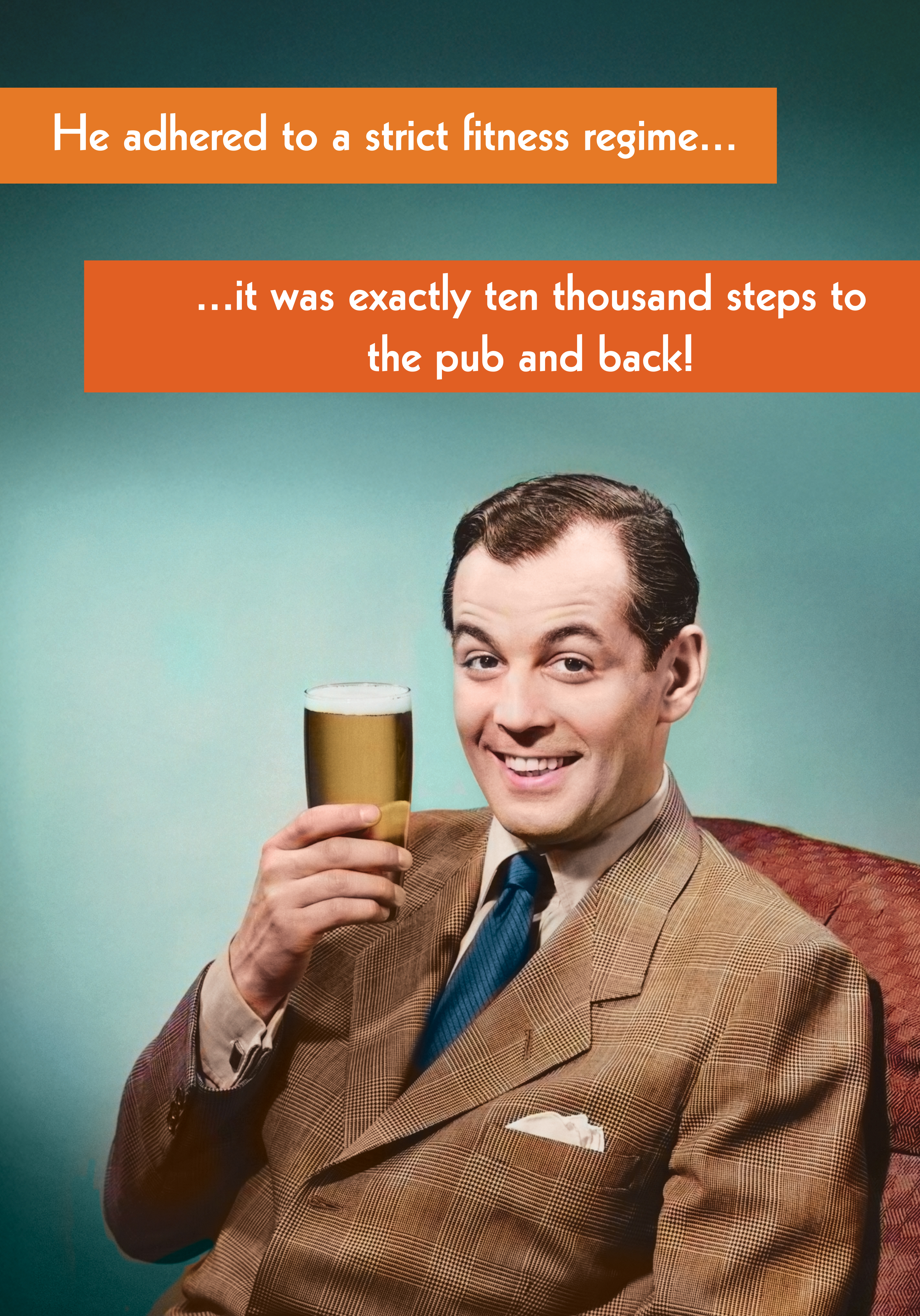 Photograph of Funny Male Retro Card - A Strict Fitness Regime