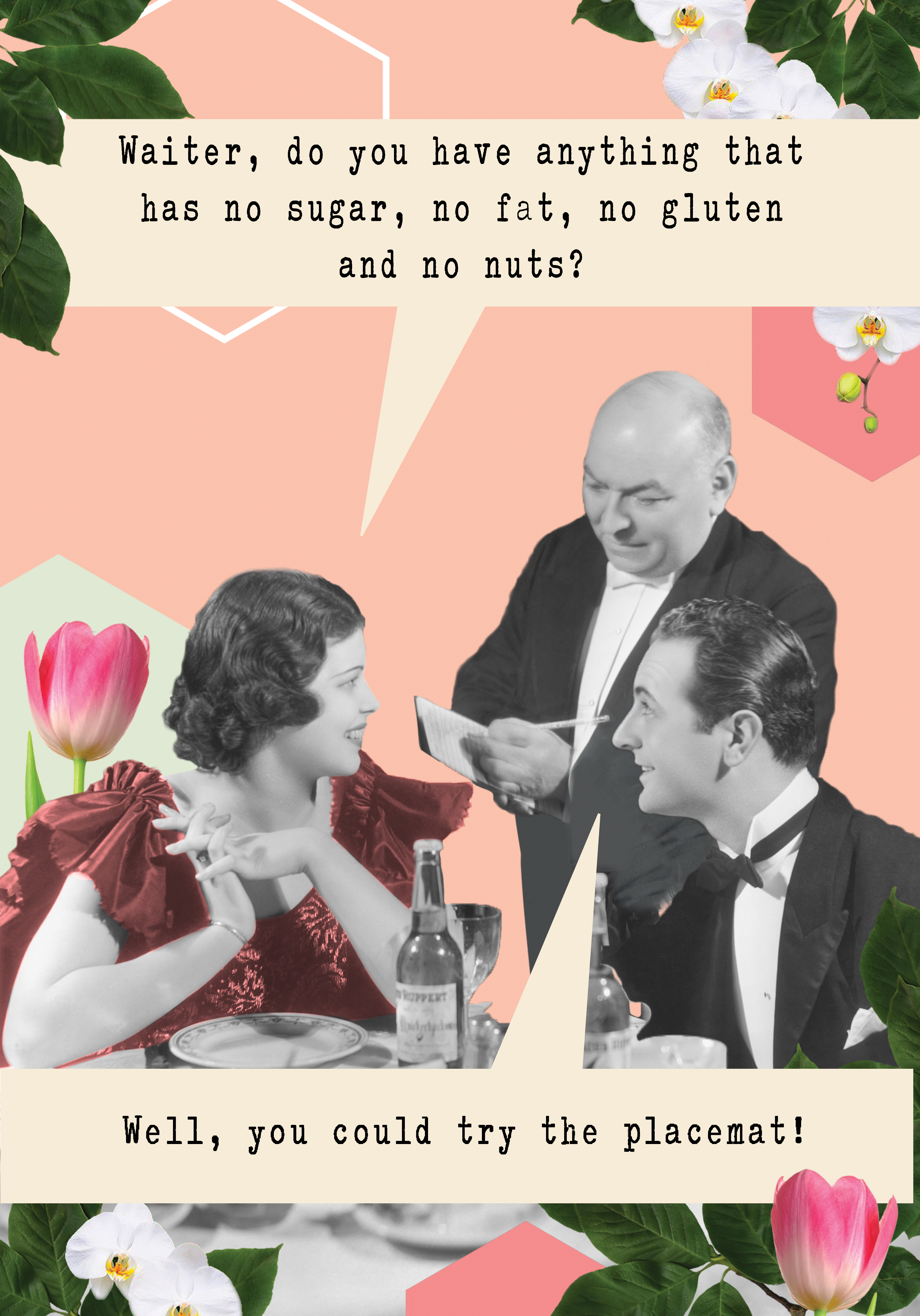 Photograph of Funny Retro Card - Waiter Do You Have Anything?