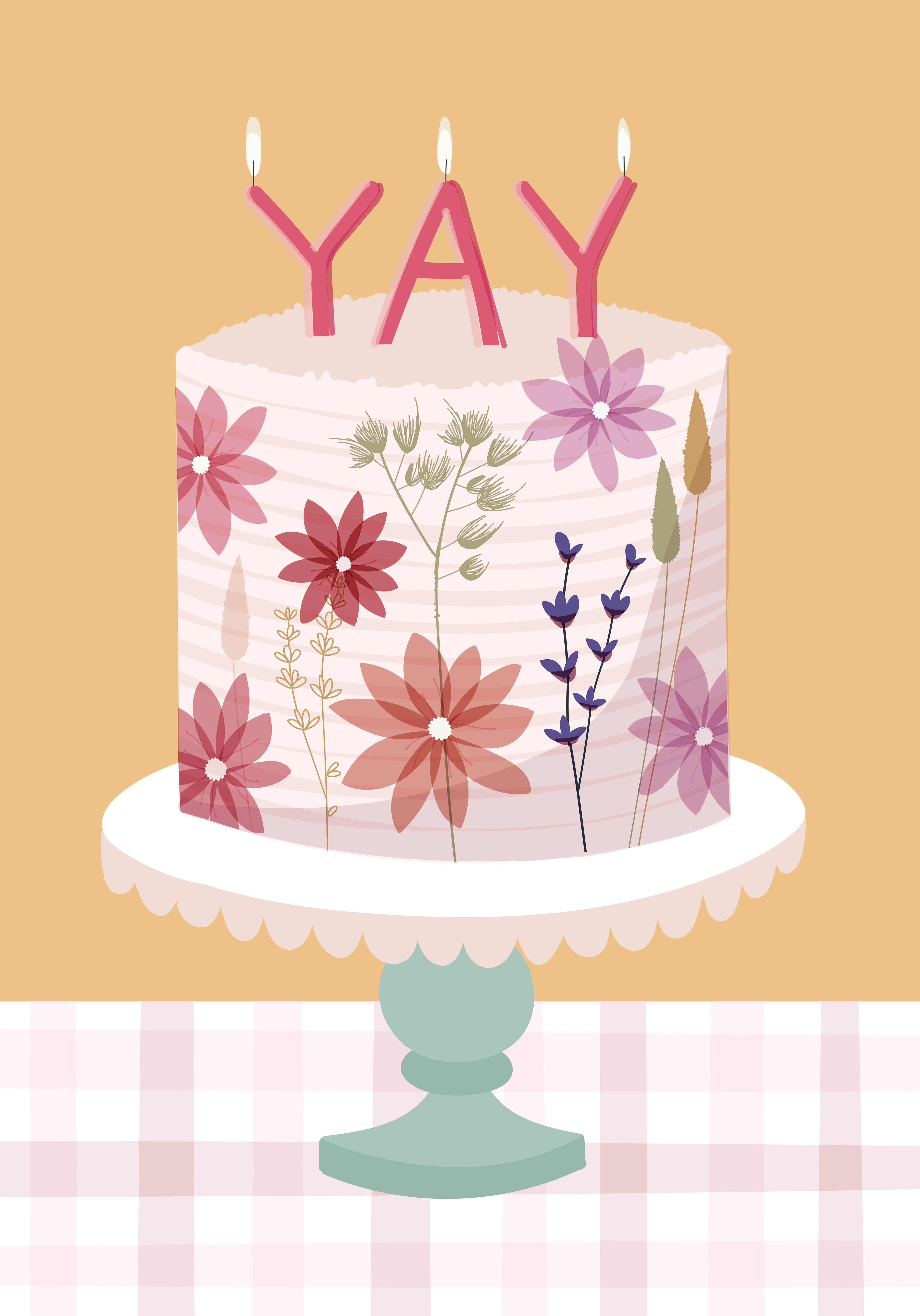 Photograph of Yay - Floral Birthday Cake Card