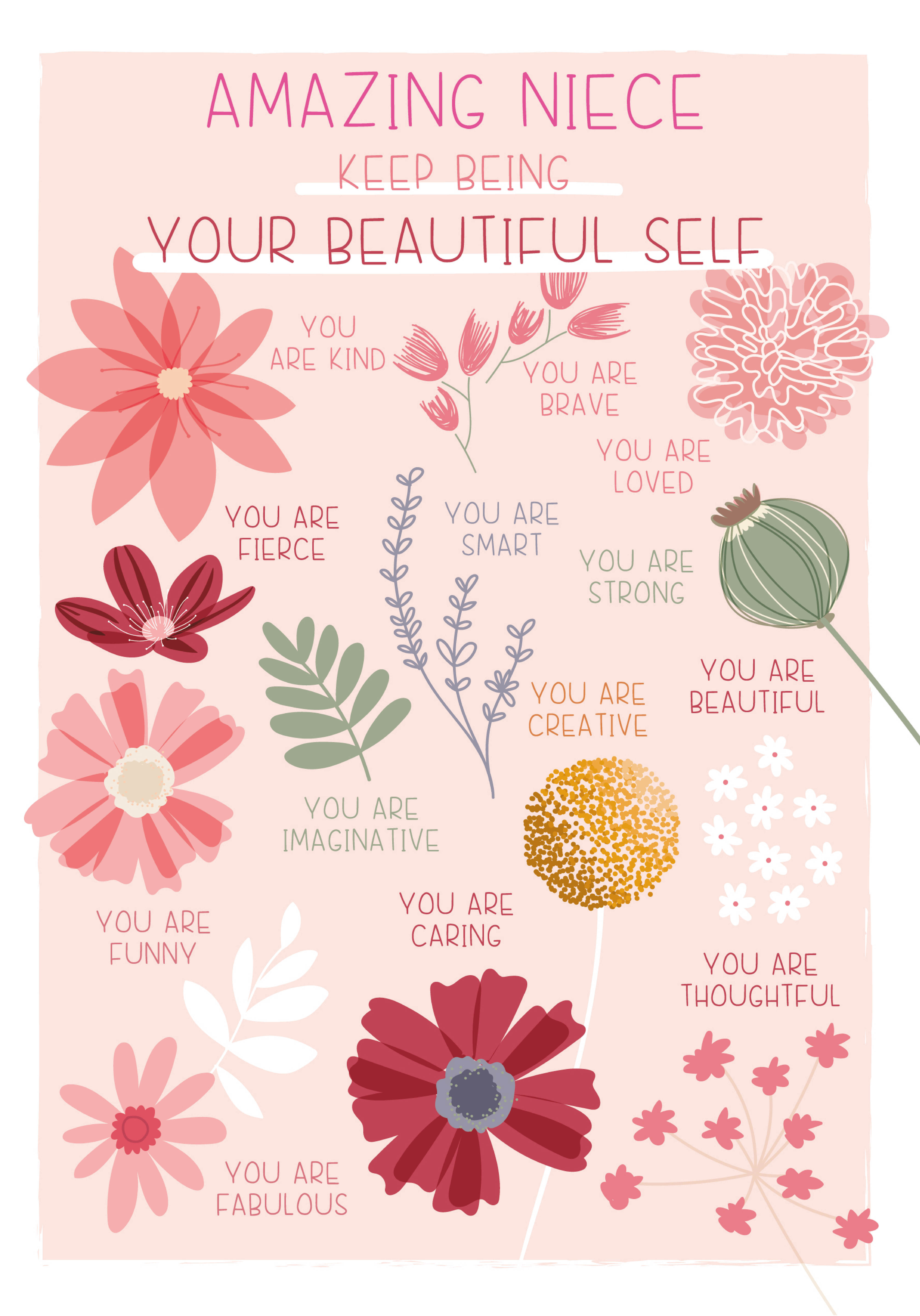 Photograph of Amazing Niece - Floral Affirmation Card