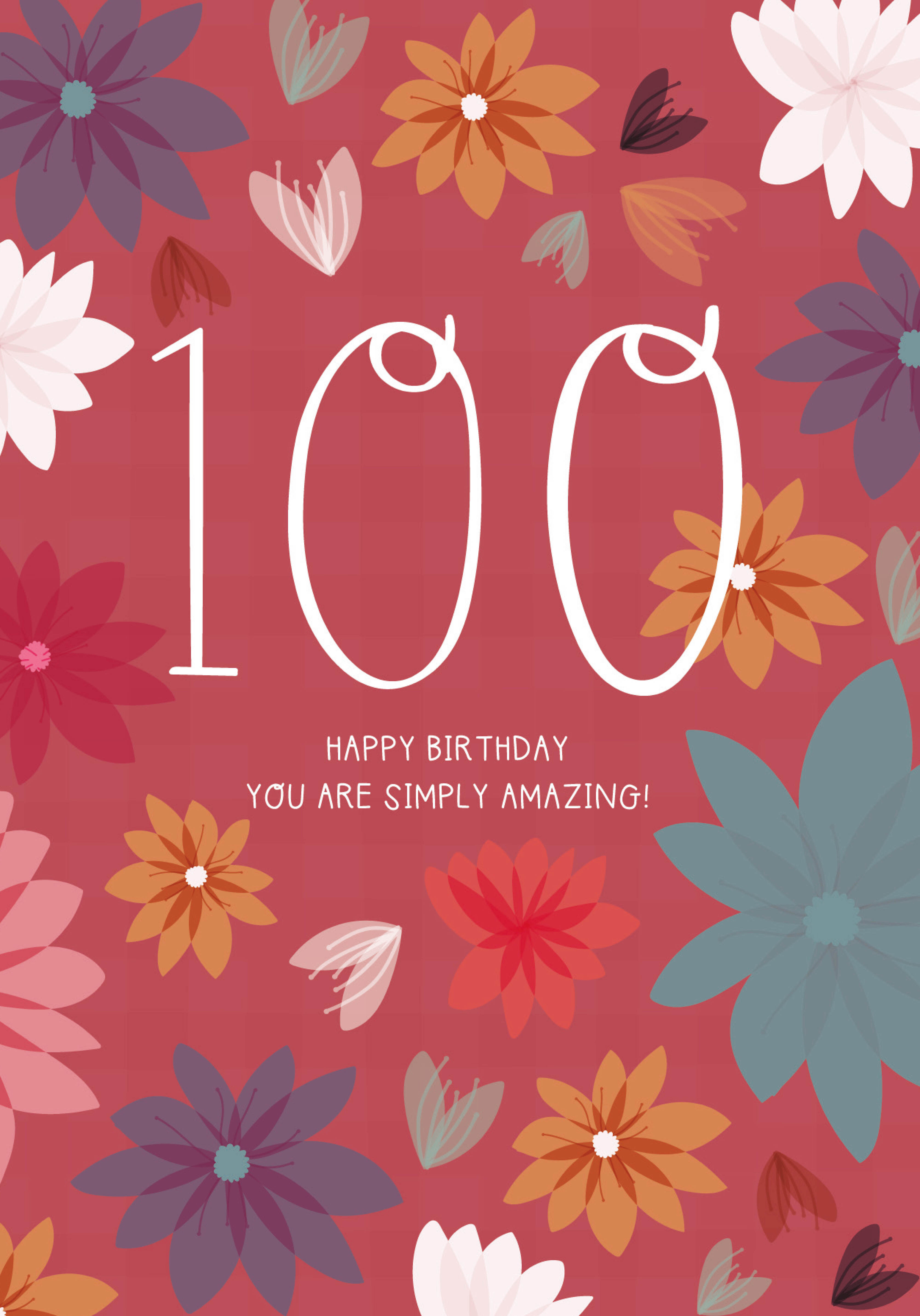 Photograph of 100th Birthday - Floral Milestone Card