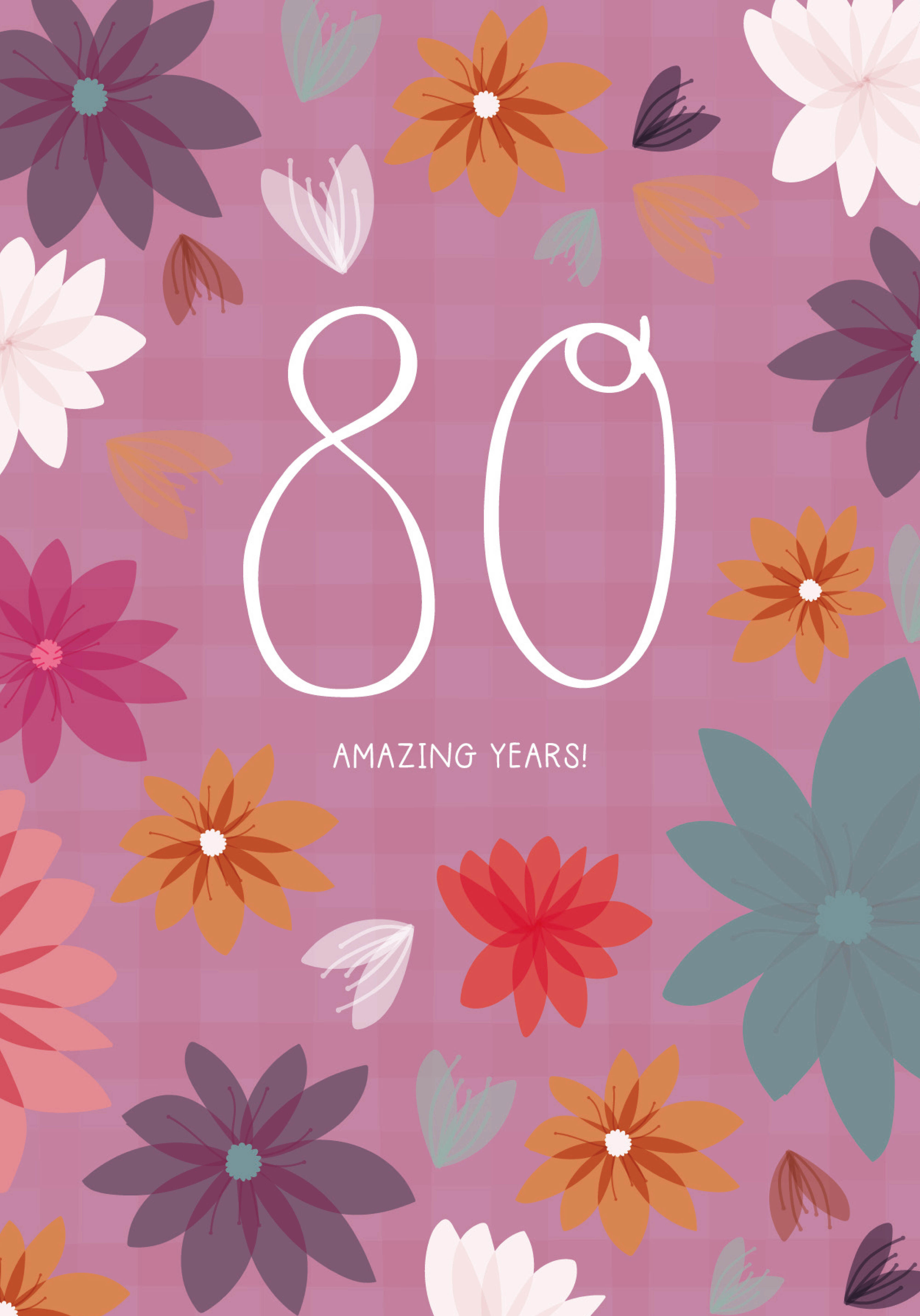 Photograph of 80th Birthday - Floral Milestone Card