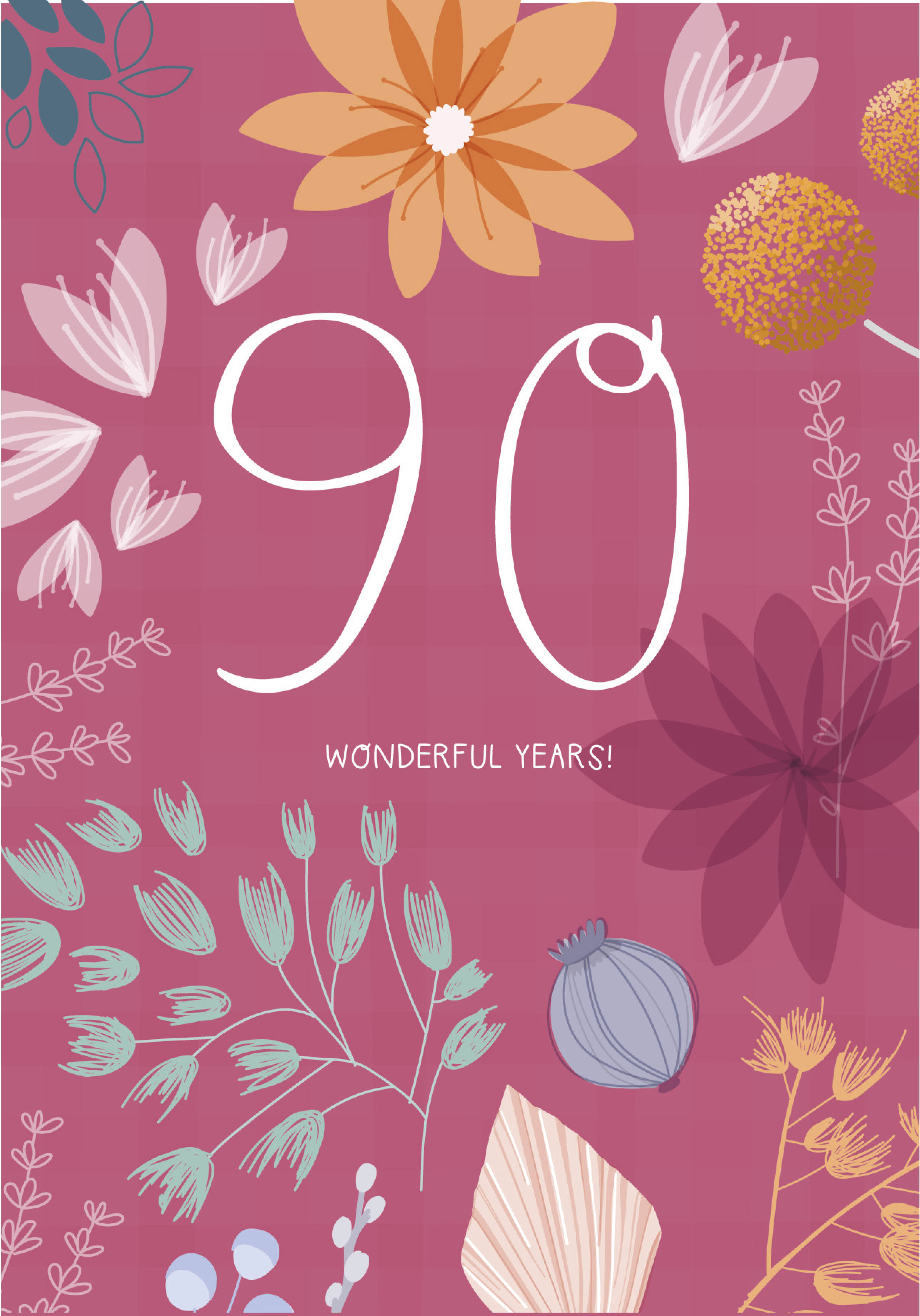 Photograph of 90th Birthday - Floral Milestone Card