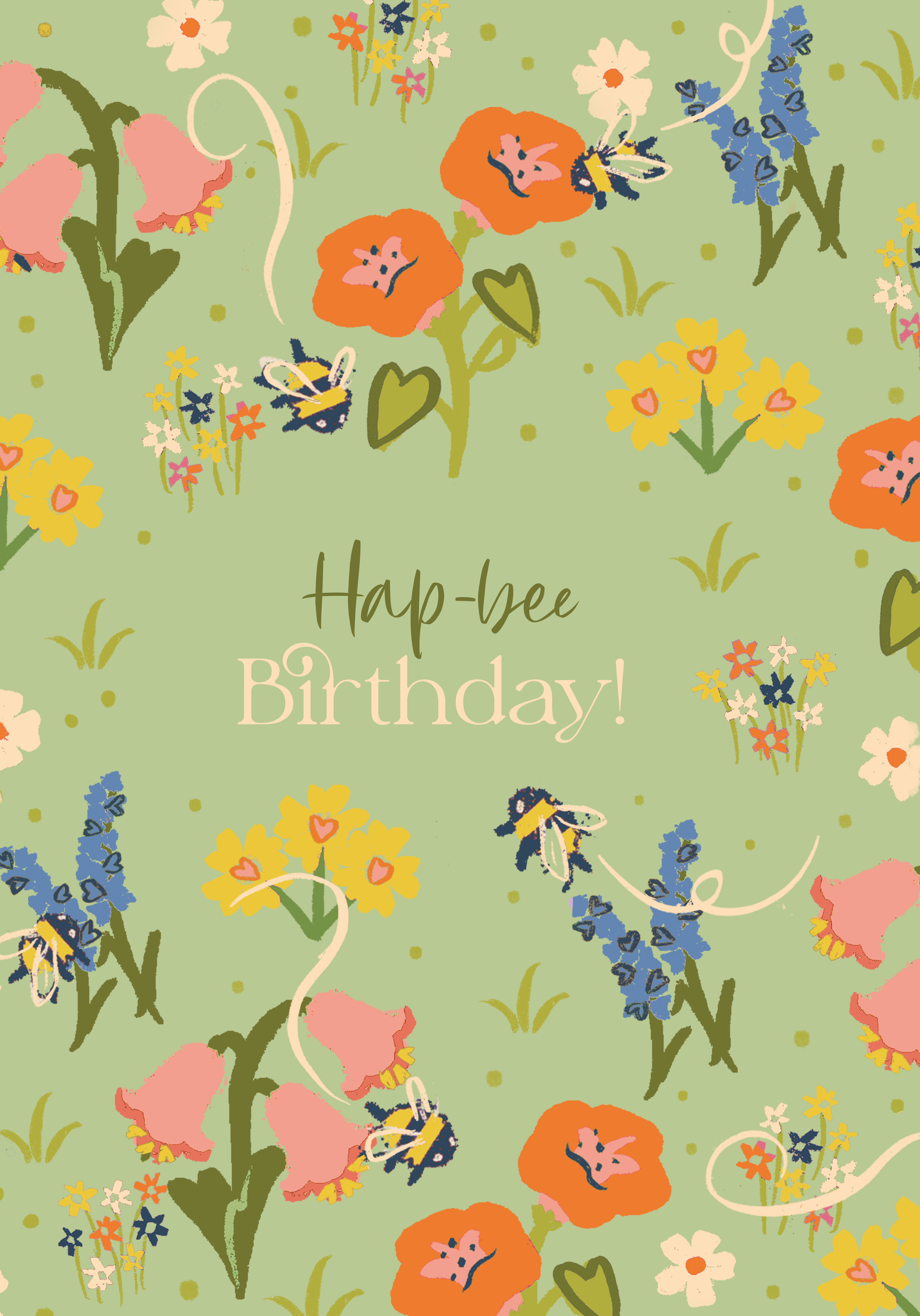 Photograph of Hap-bee Birthday - Cute Floral Bee Print