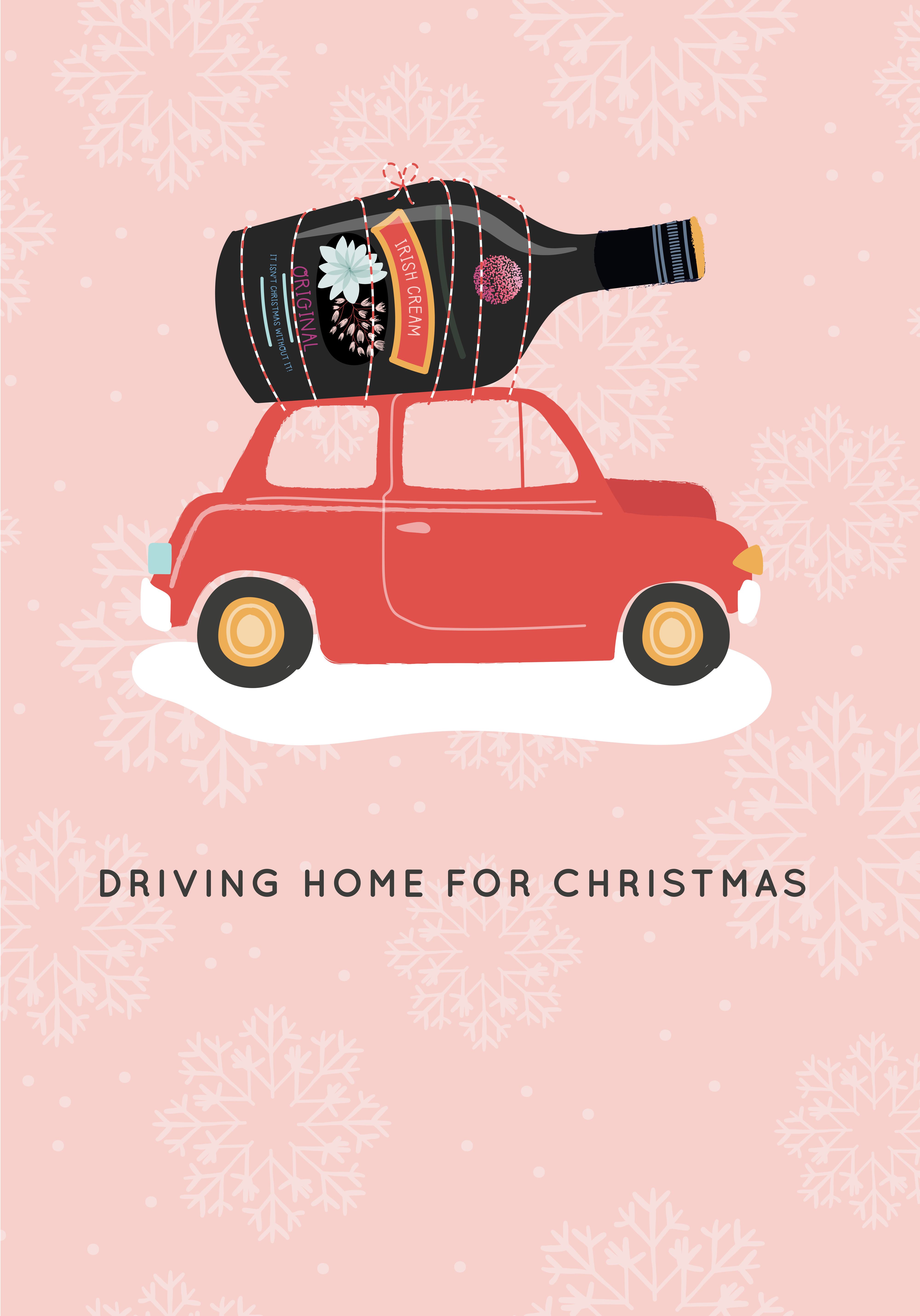 Photograph of Irish Cream Driving Home for Christmas Card