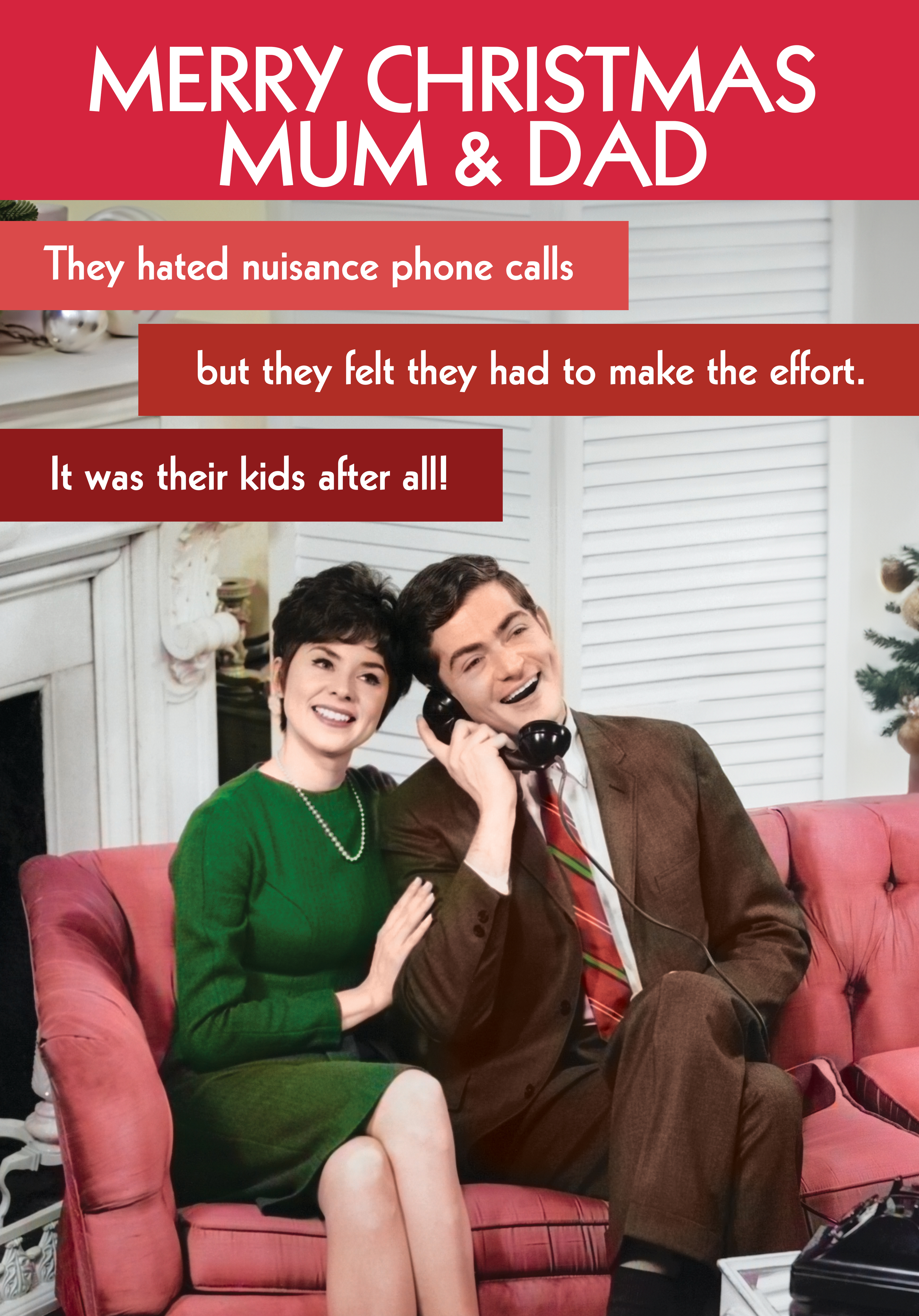 Photograph of Mum & Dad Funny Retro Christmas Card