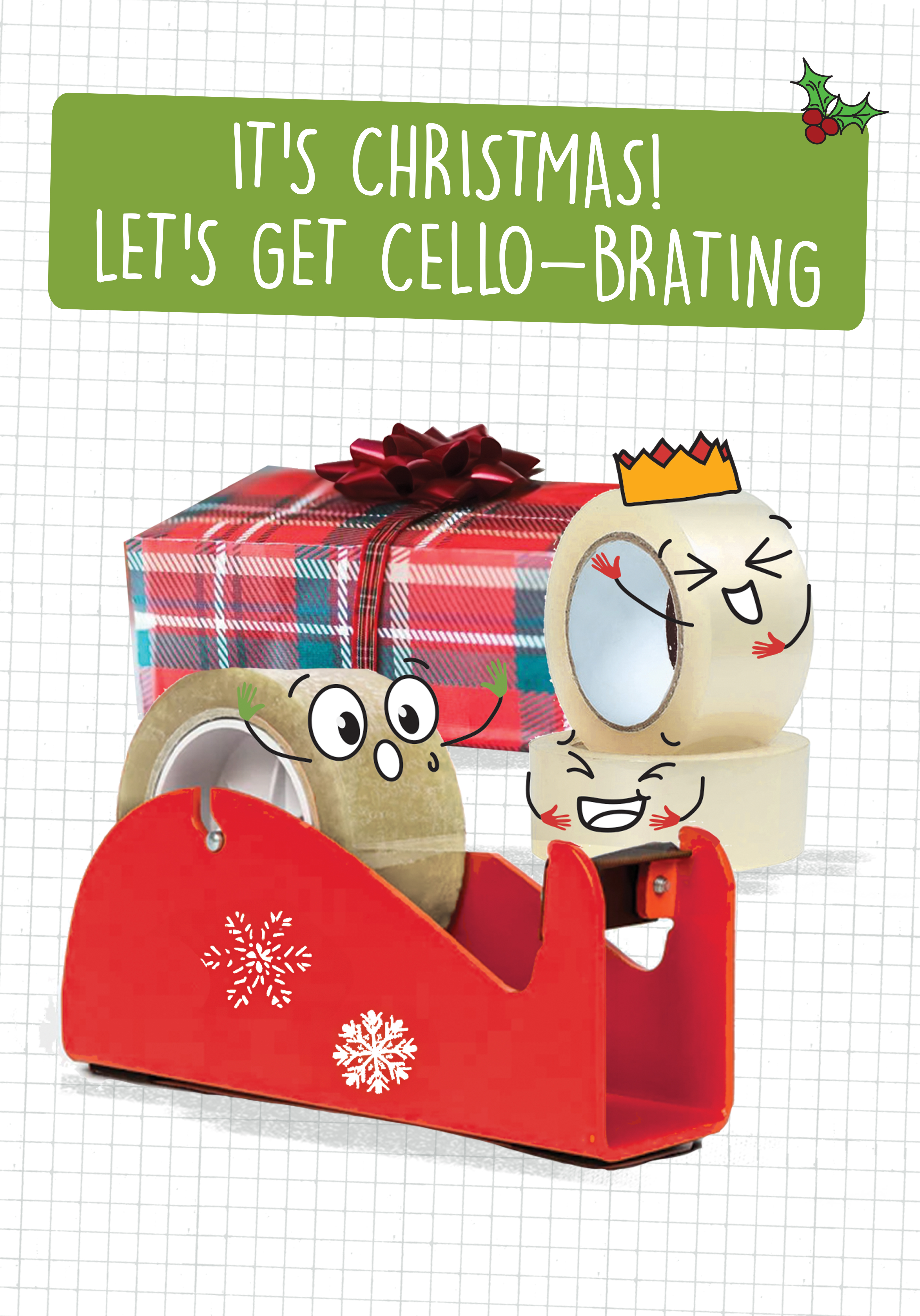 Photograph of Punny Christmas Card - Let's Get Cello-brating!