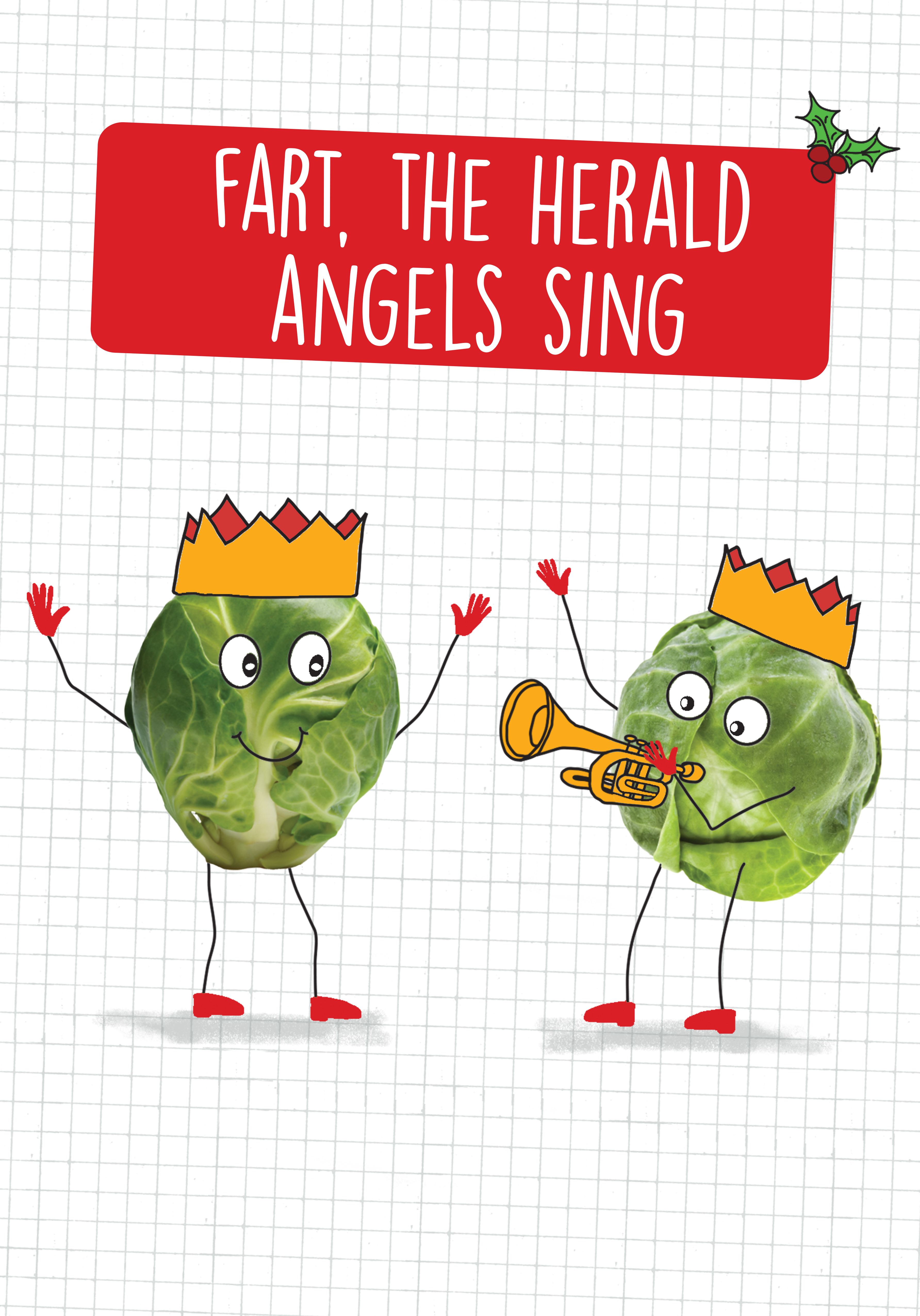 Photograph of Brussels Sprout Herald Angels Christmas Card