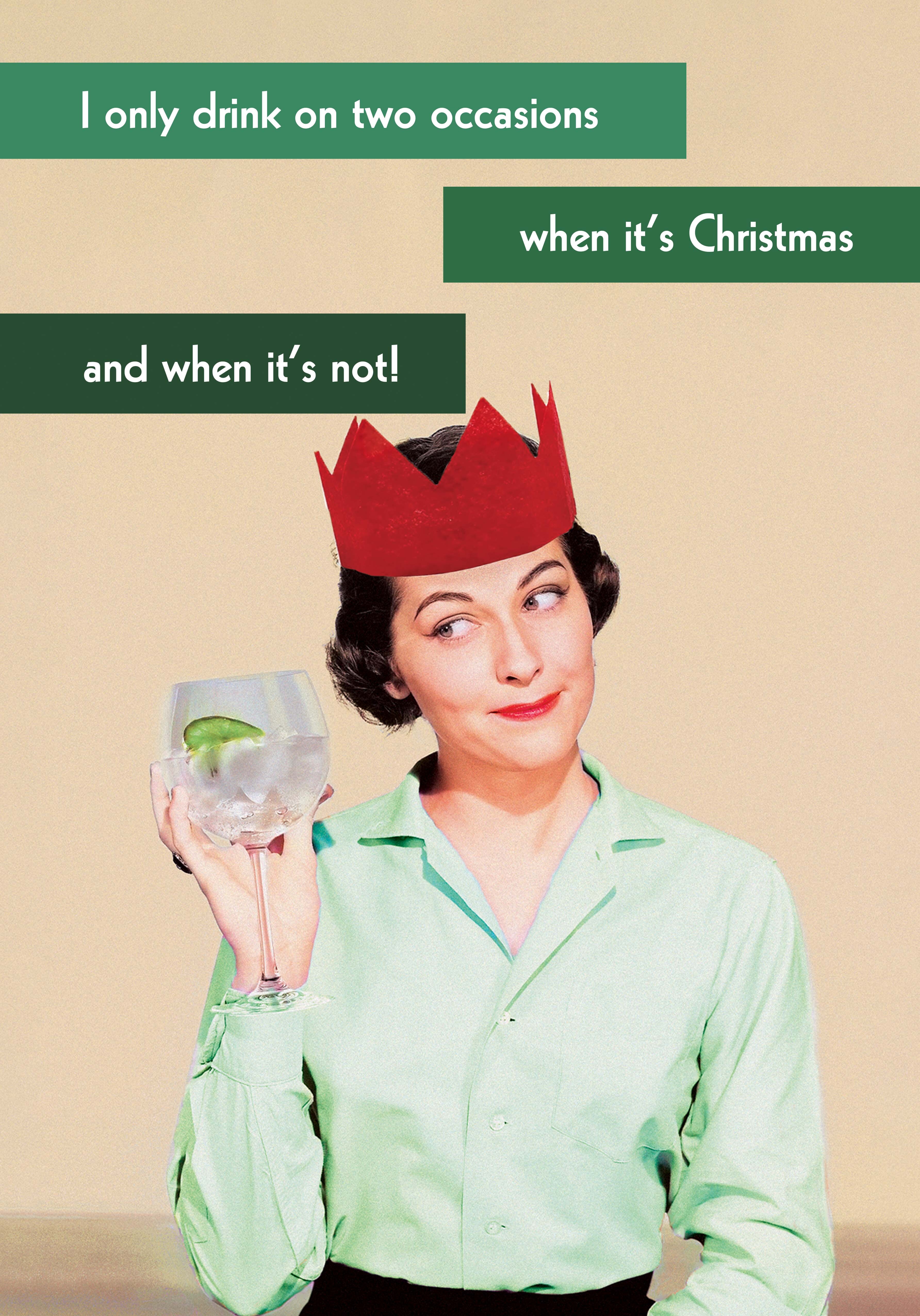Photograph of Funny Retro Christmas Card - Only Drink Twice